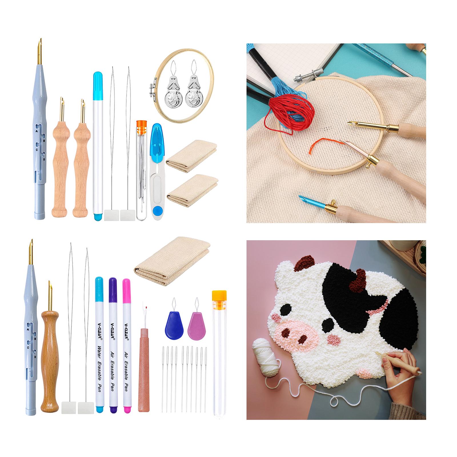 Embroidery Pen Punch Needle Kits Making Crafts Tools  With scissors