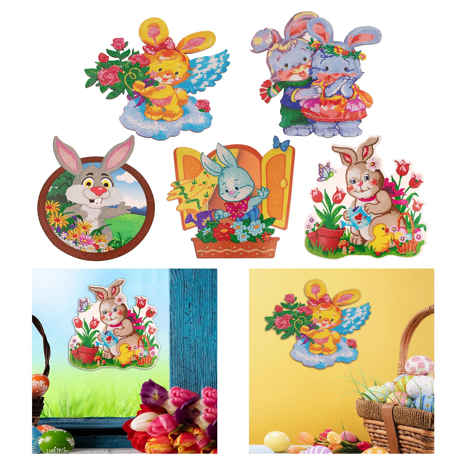 Easter Bunny Diamond Painting Kits Round Acrylic Decoration Ornaments A