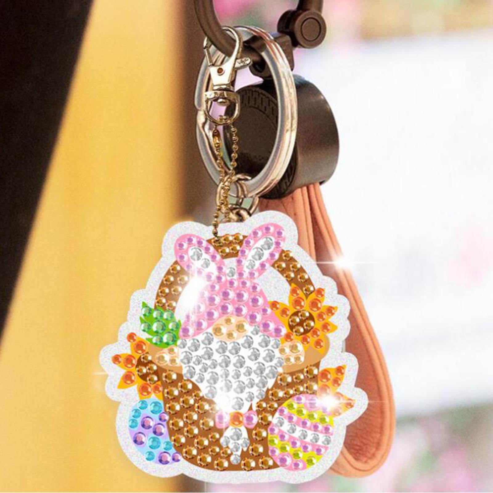 5x Diamond Painting Keychain Easter Egg Ornaments Bag Charms Mosaic Making Easter Eggs