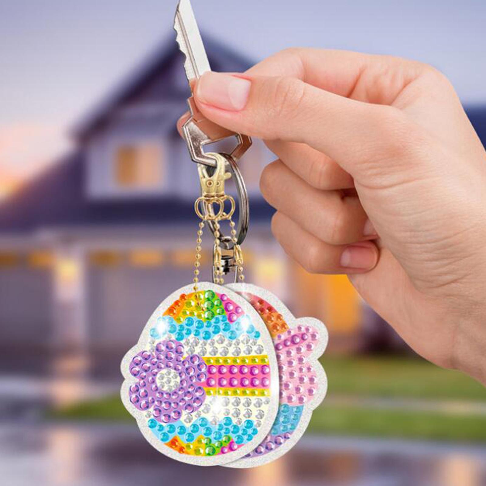 5x Diamond Painting Keychain Easter Egg Ornaments Bag Charms Mosaic Making Easter Eggs