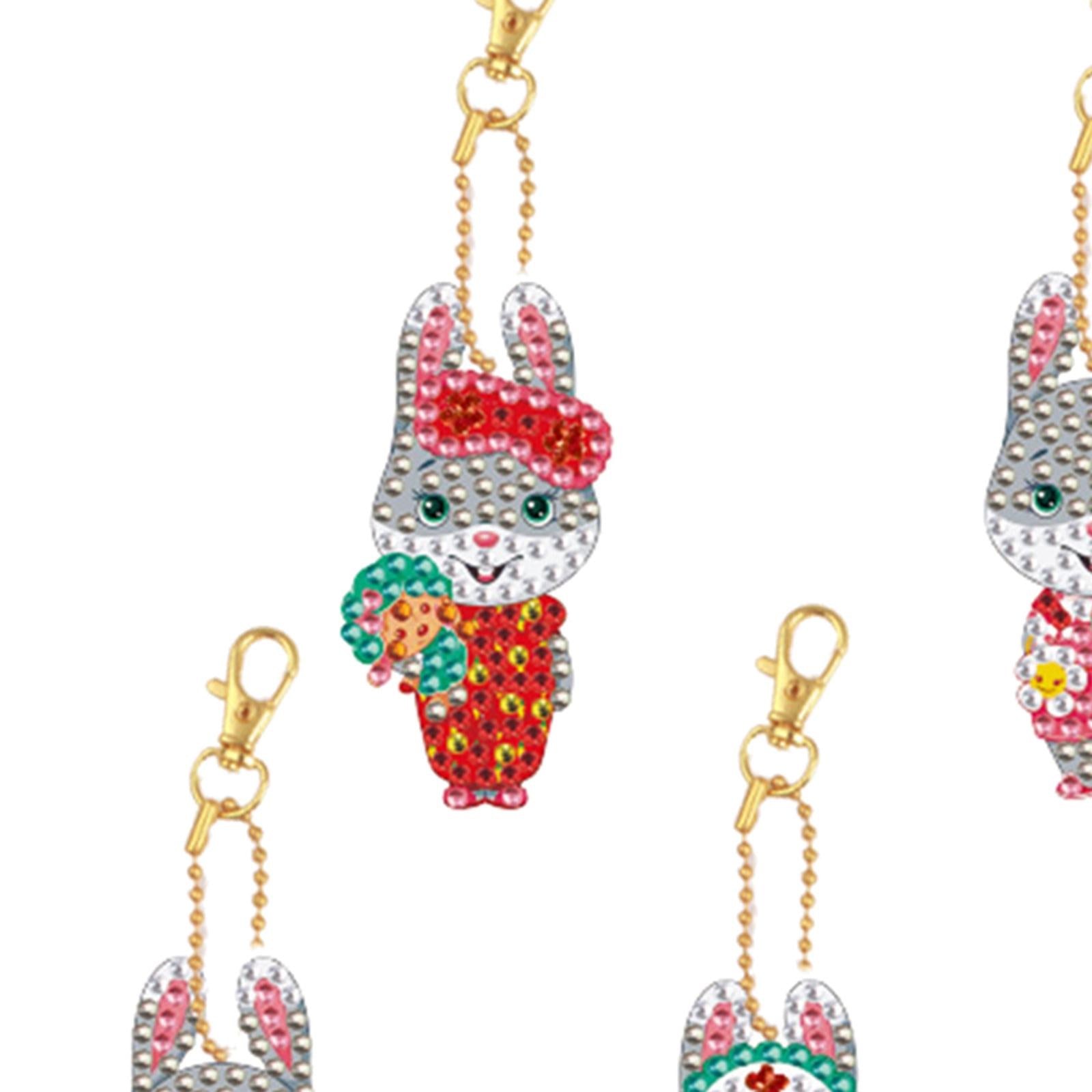 5x Diamond Painting Keychain Easter Egg Ornaments Bag Charms Mosaic Making Easter Bunny B