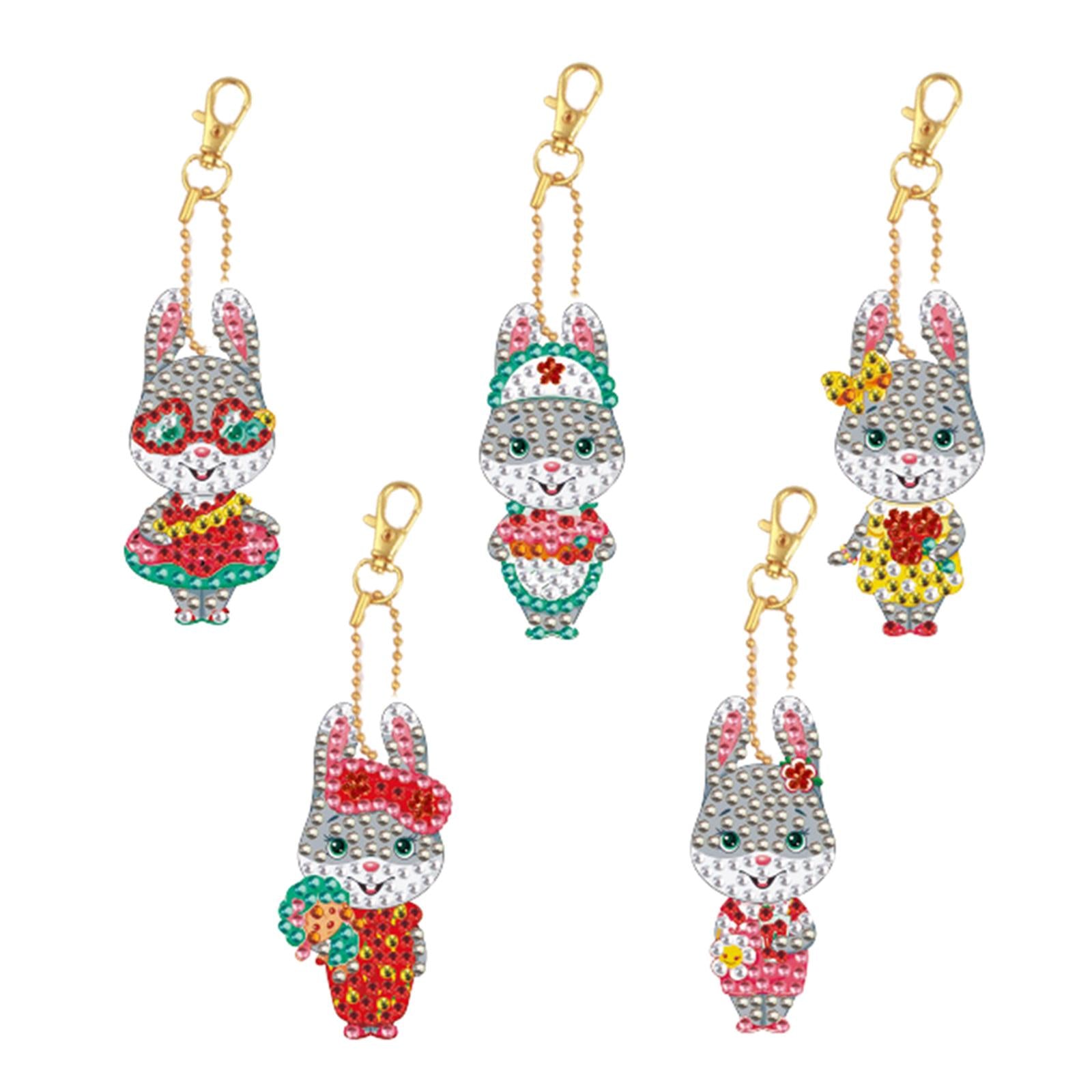5x Diamond Painting Keychain Easter Egg Ornaments Bag Charms Mosaic Making Easter Bunny B