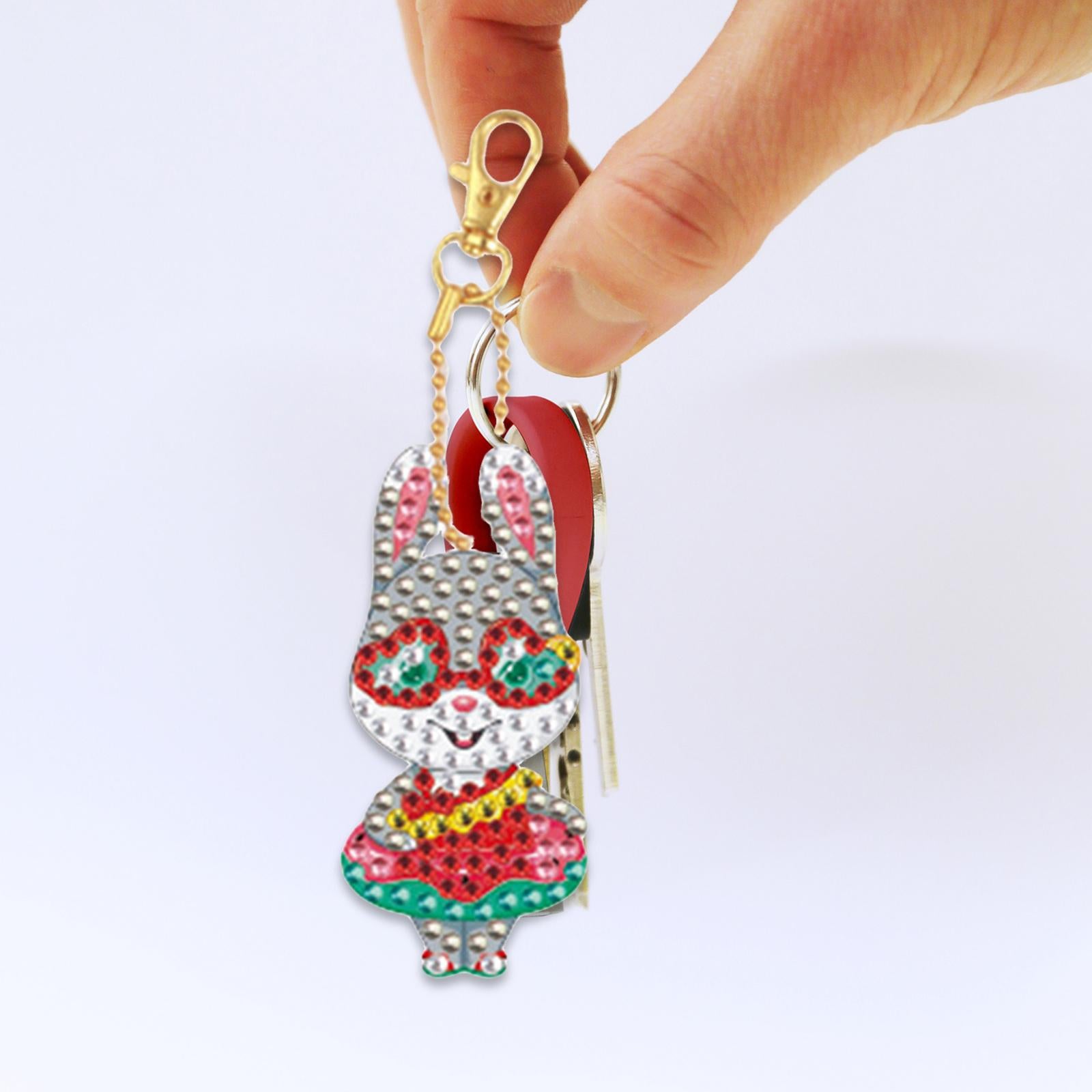 5x Diamond Painting Keychain Easter Egg Ornaments Bag Charms Mosaic Making Easter Bunny B