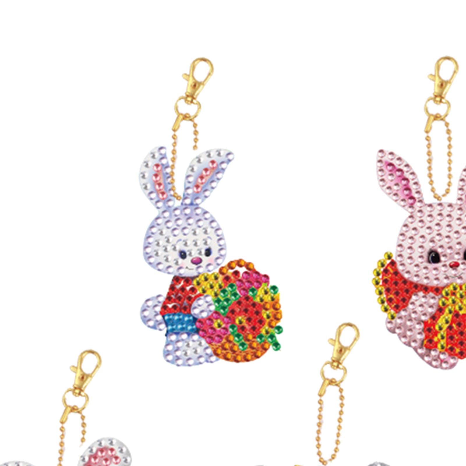 5x Diamond Painting Keychain Easter Egg Ornaments Bag Charms Mosaic Making Easter Bunny C
