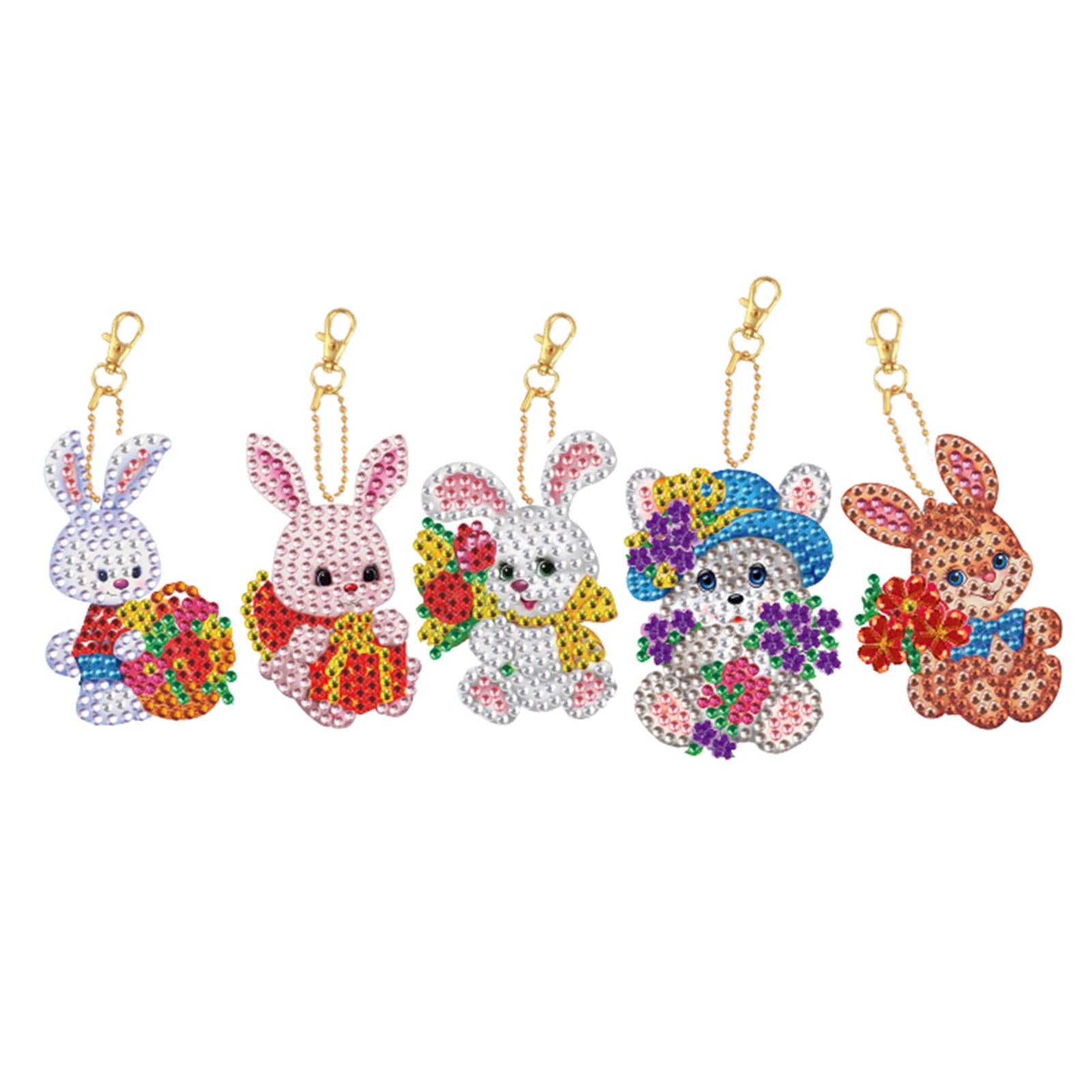 5x Diamond Painting Keychain Easter Egg Ornaments Bag Charms Mosaic Making Easter Bunny C