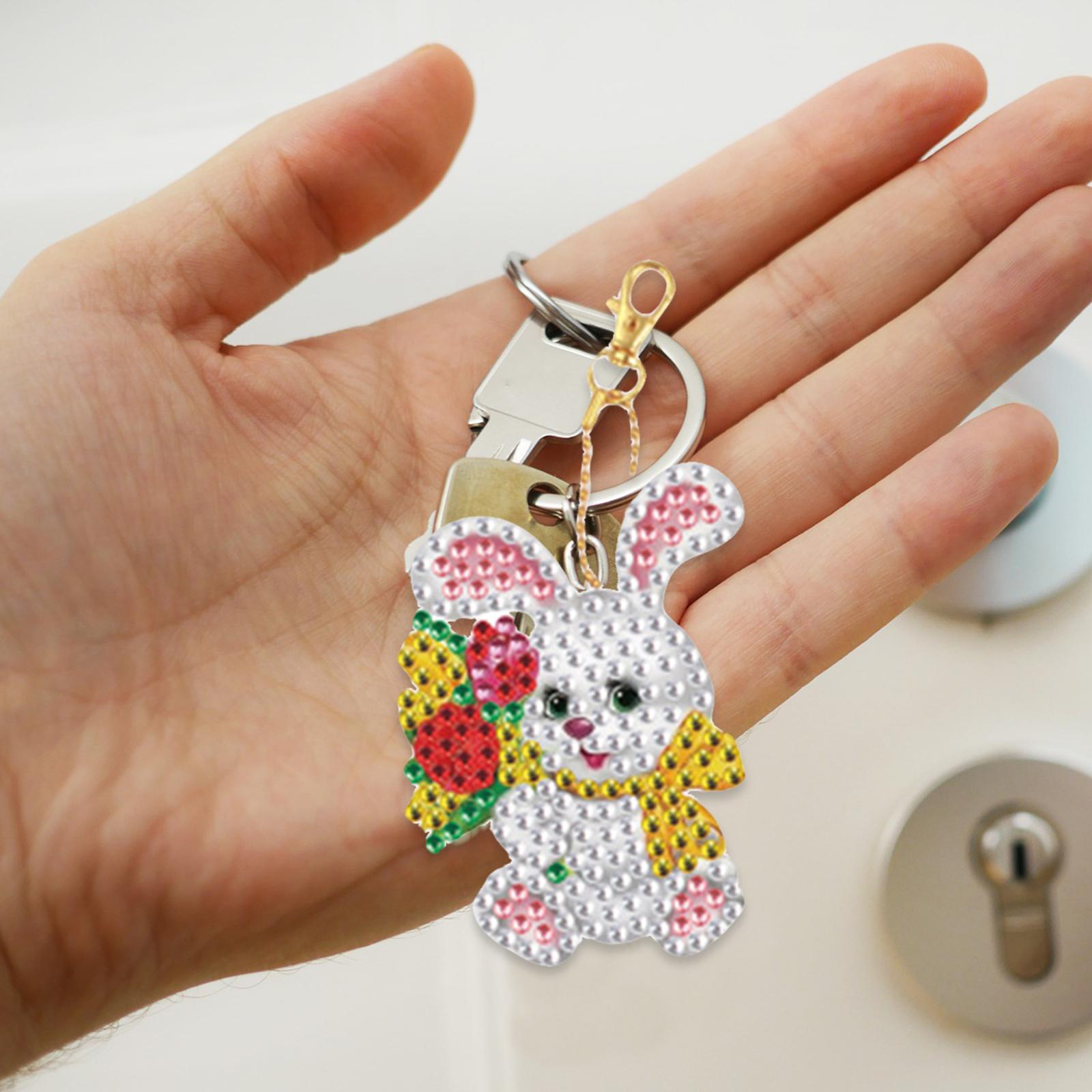 5x Diamond Painting Keychain Easter Egg Ornaments Bag Charms Mosaic Making Easter Bunny C