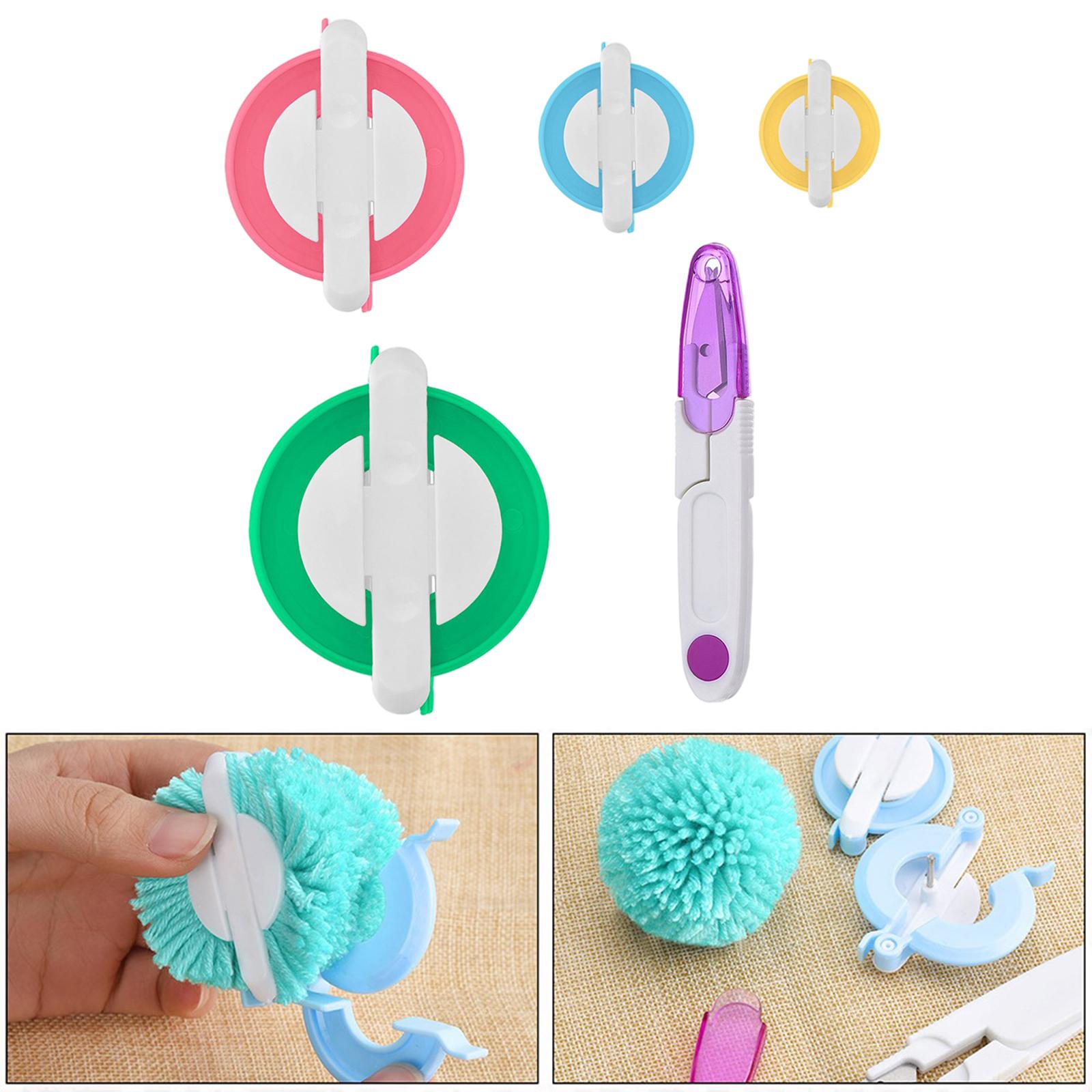 4 Sizes Pompom Maker Fluff Ball Weaver Weaving Knitting Wool Tool w/ Scissor