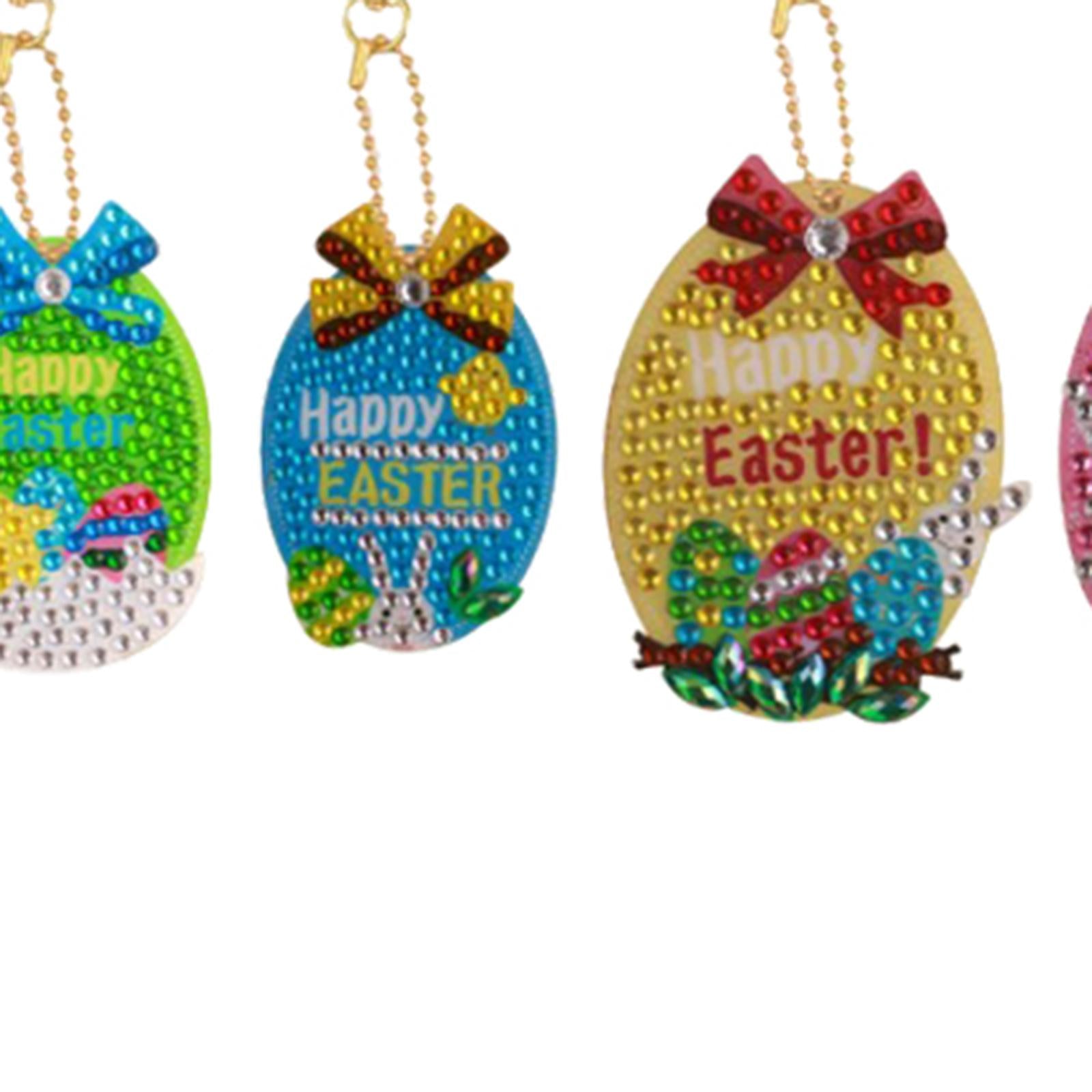 5Pcs Diamond Painting Keychains Easter Egg Mosaic Making Key Ring Pendant 4PCS Easter Eggs