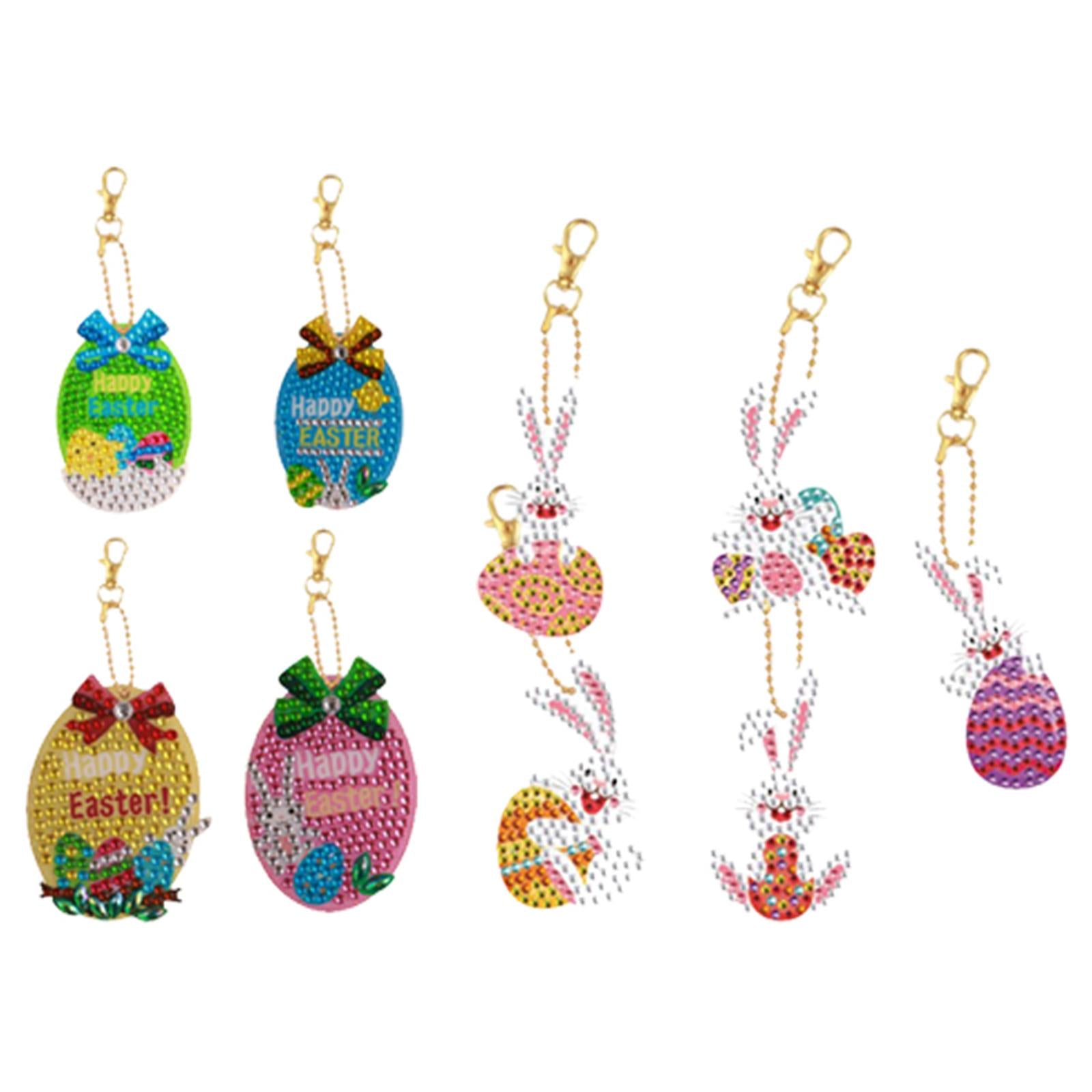 5Pcs Diamond Painting Keychains Easter Egg Mosaic Making Key Ring Pendant 4PCS Easter Eggs