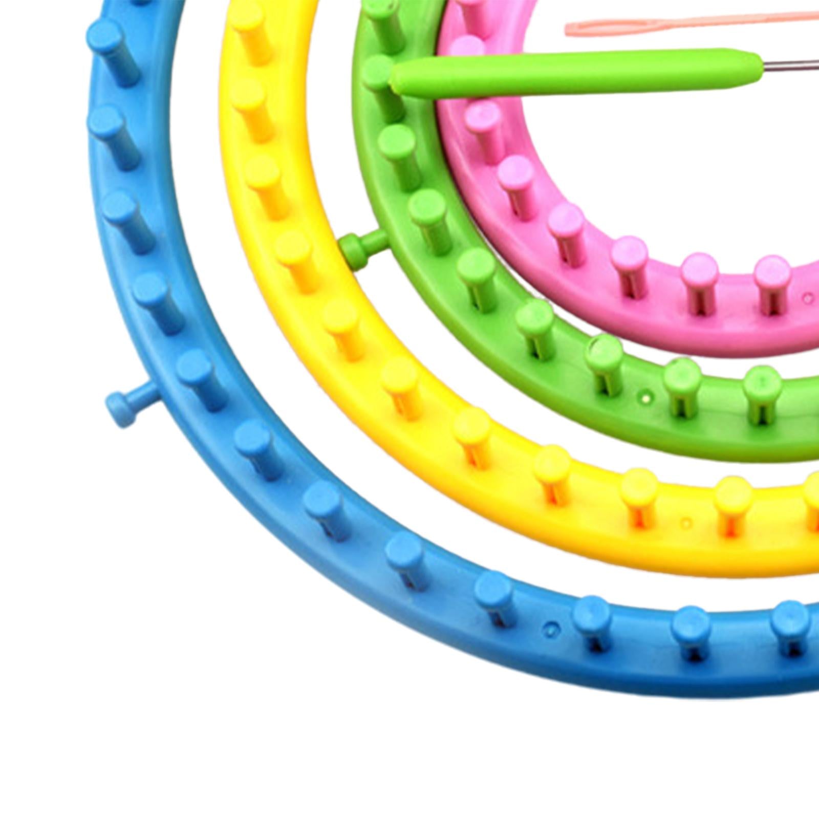 Set of 4 Circle Looms Knitting Kit with Hook Needle Easy to Use DIY Plastic