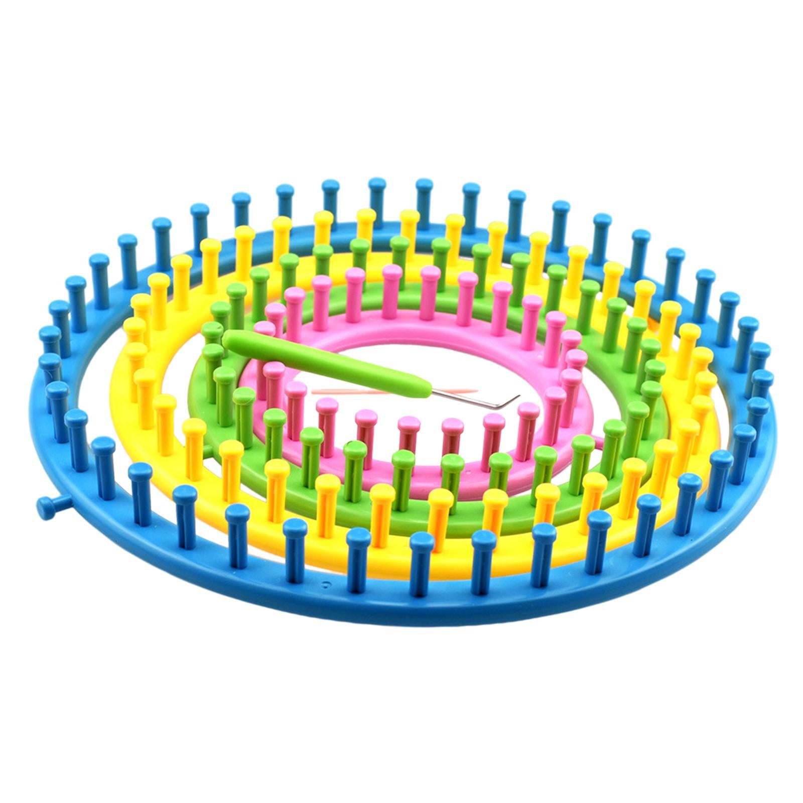 Set of 4 Circle Looms Knitting Kit with Hook Needle Easy to Use DIY Plastic