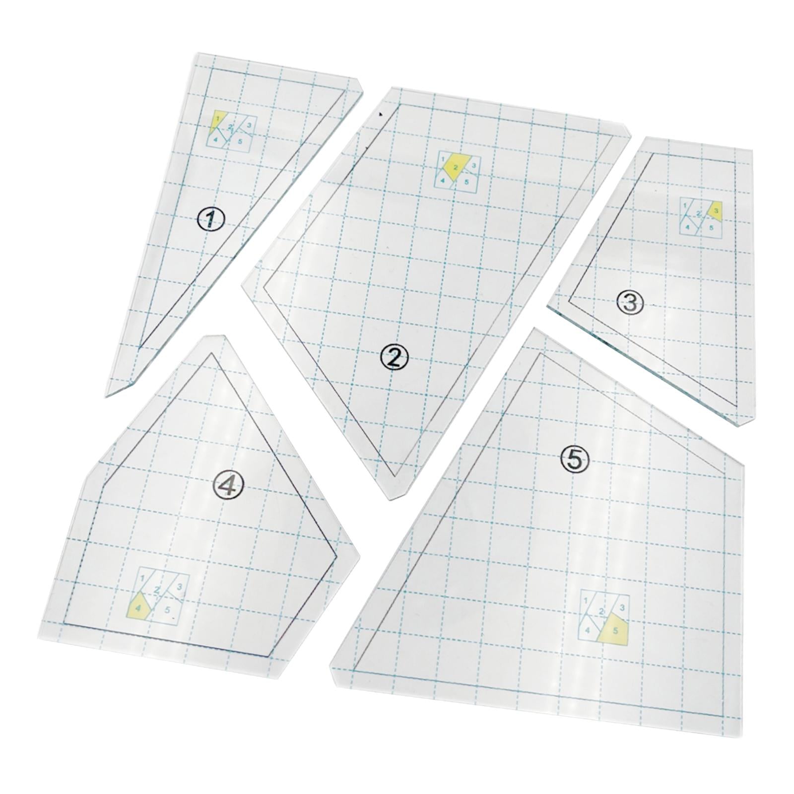 5pcs Quilting Template Set Transparent DIY Hand Patchwork Ruler DIY Tools