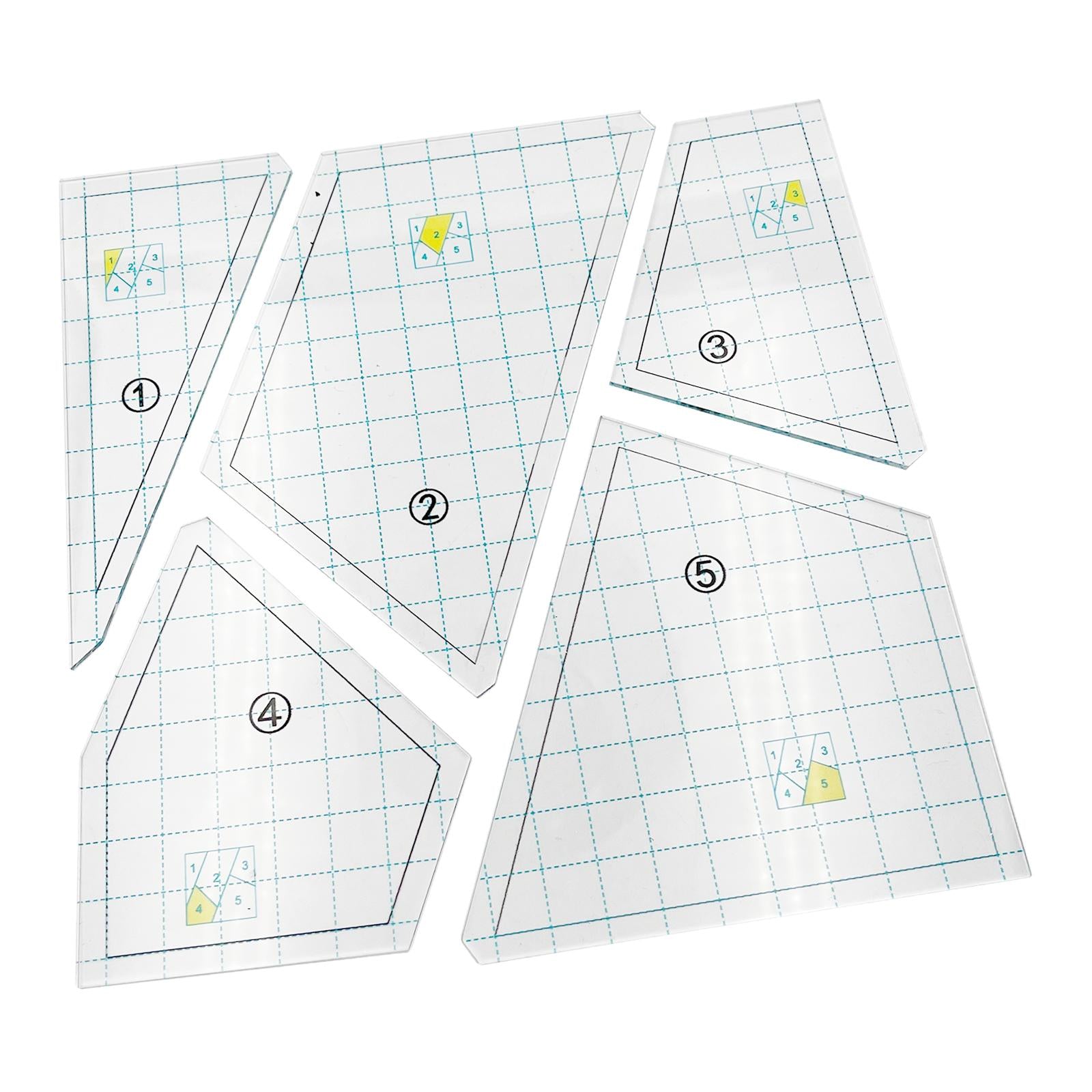 5pcs Quilting Template Set Transparent DIY Hand Patchwork Ruler DIY Tools