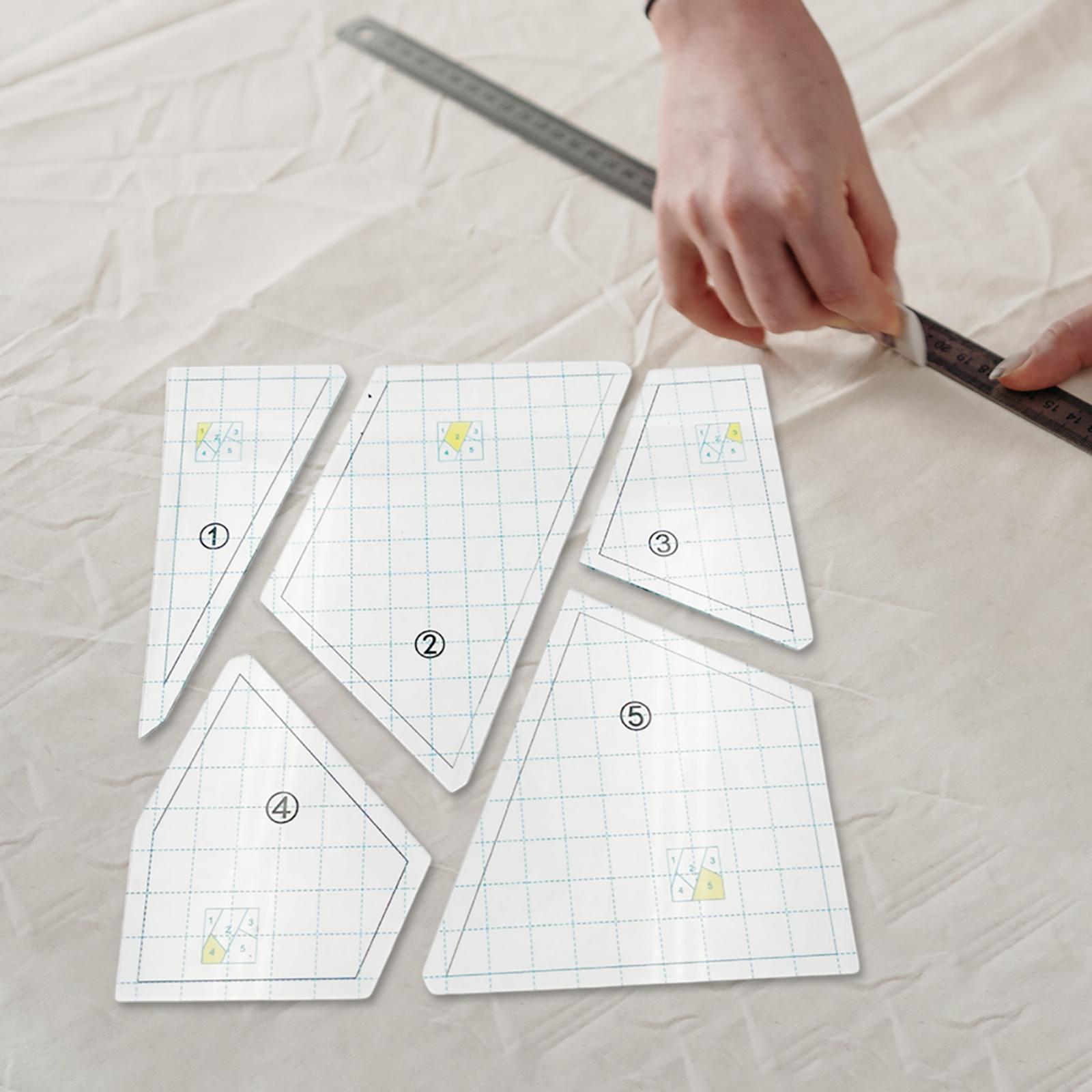 5pcs Quilting Template Set Transparent DIY Hand Patchwork Ruler DIY Tools
