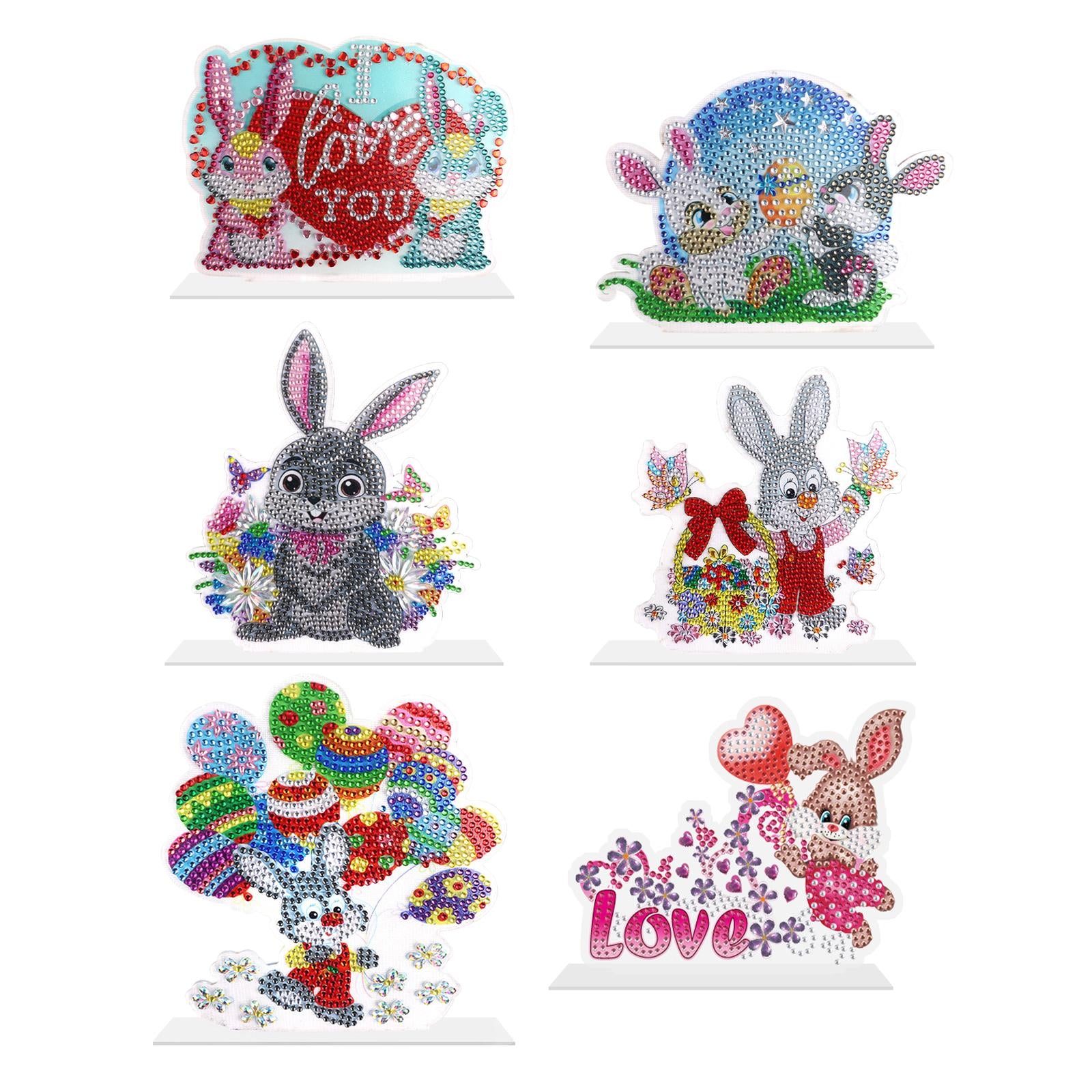DIY 5D Diamond Painting Easter Bunny Ornament for Kids Adults Holiday Gift A