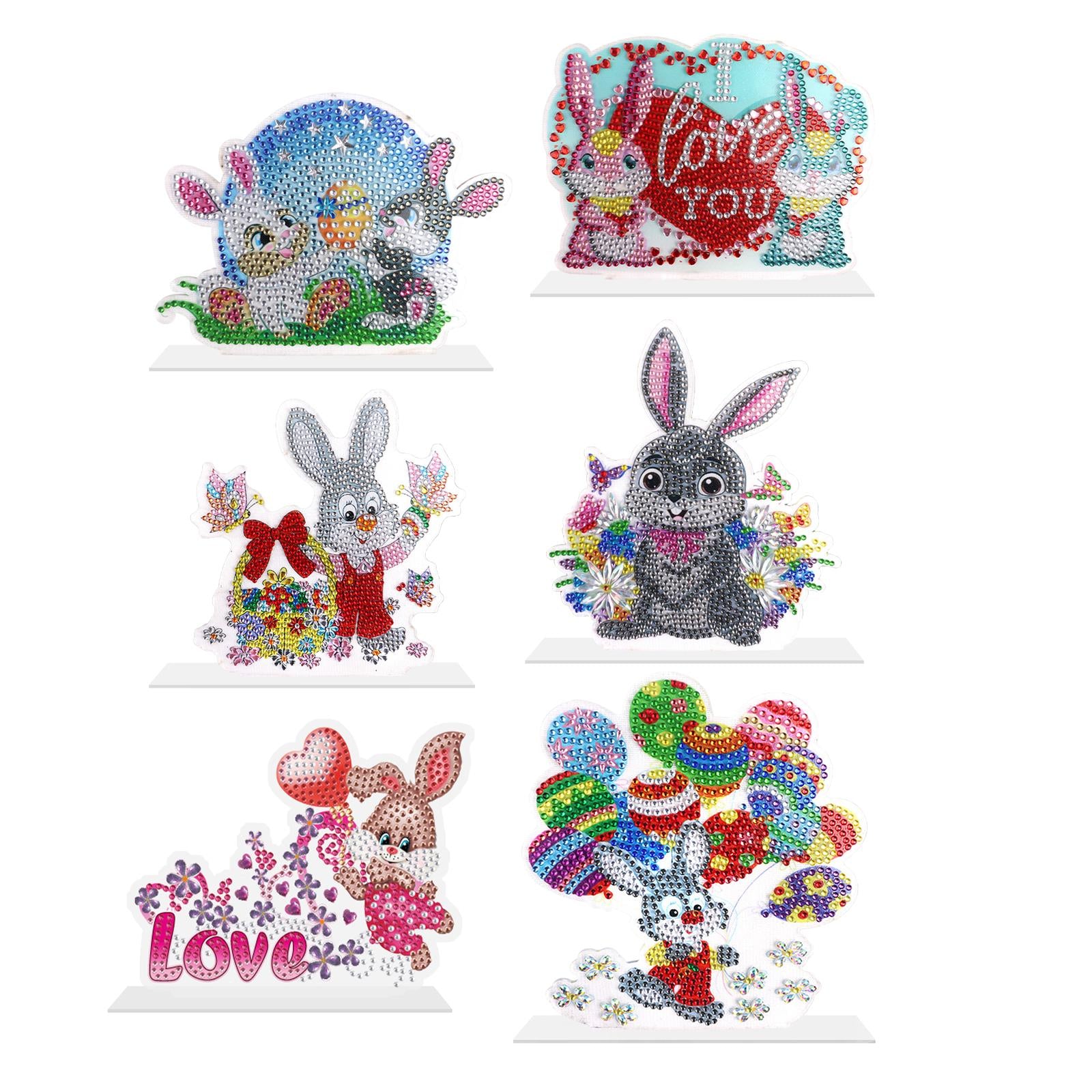 DIY 5D Diamond Painting Easter Bunny Ornament for Kids Adults Holiday Gift A