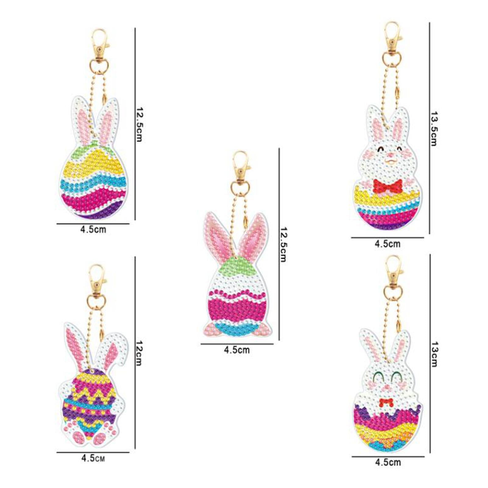 5 Pack DIY Diamond Painting Keychain Easter Bag Decor for Kids Ornaments