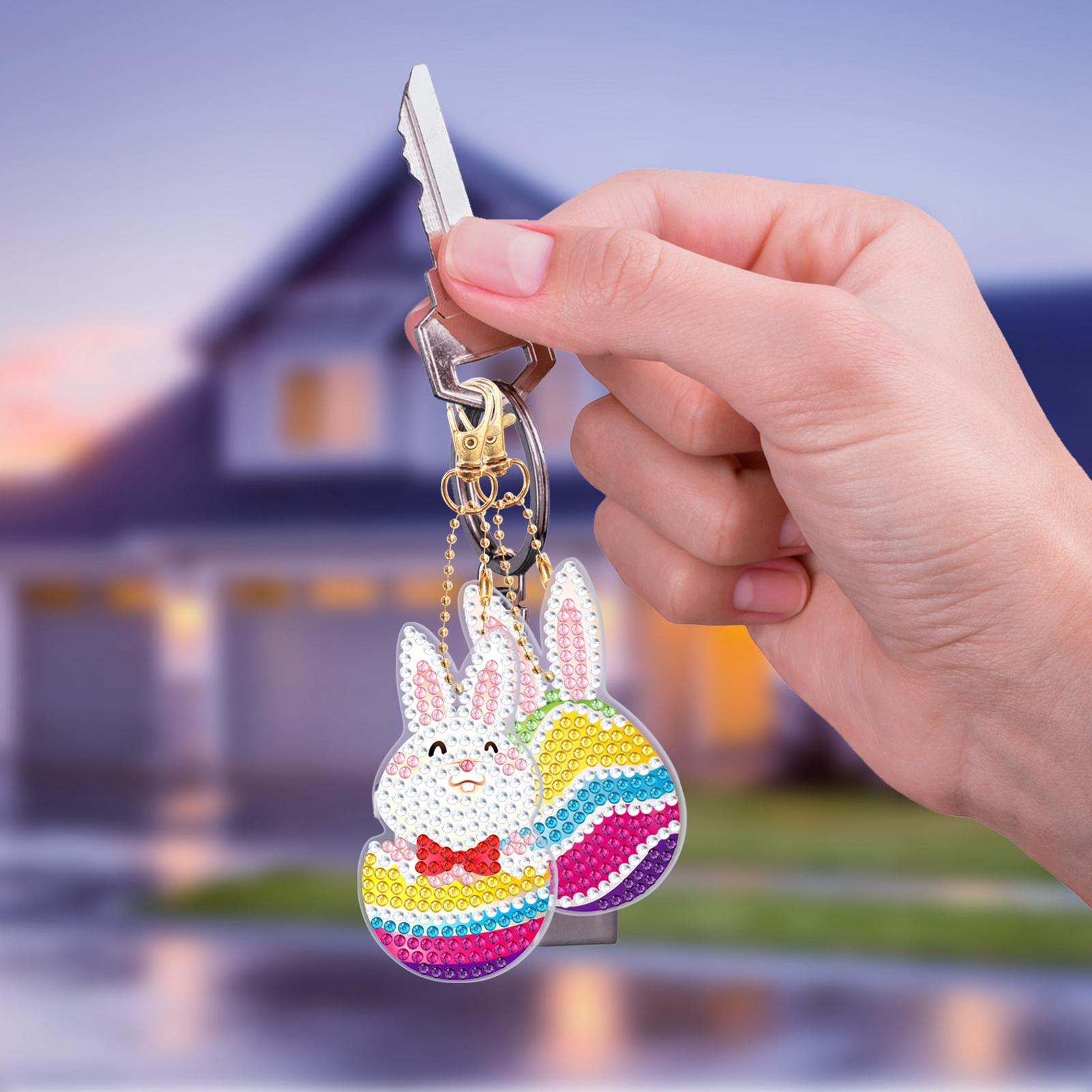 5 Pack DIY Diamond Painting Keychain Easter Bag Decor for Kids Ornaments