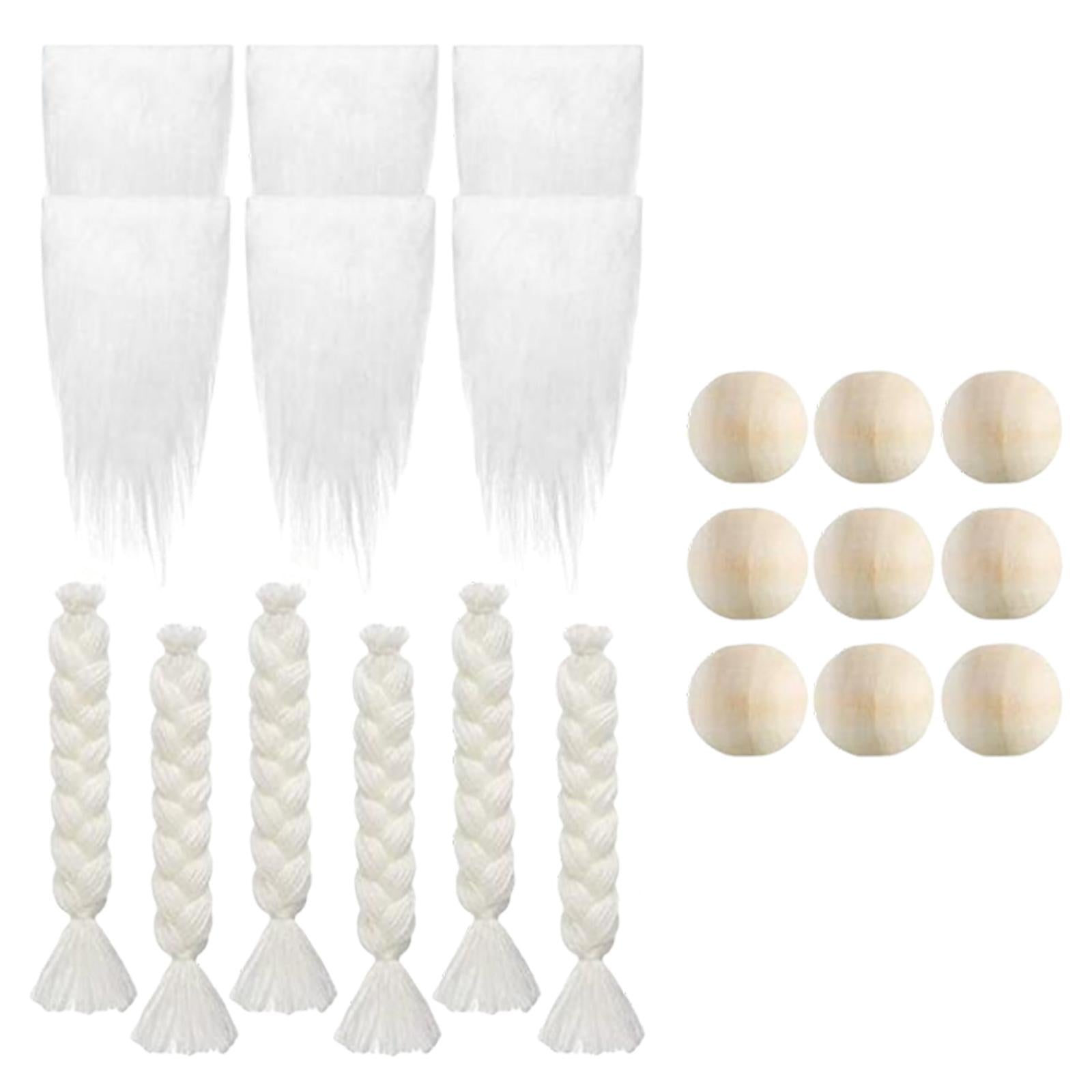 Faux Fur Fabric Gnome Beard Costume 3 Pairs Braids Gnome Nose for Decor White