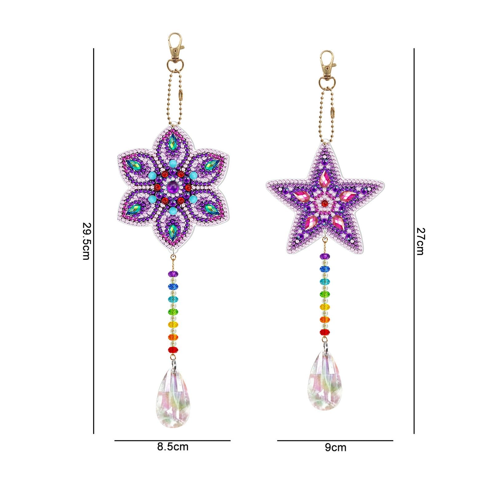 2 Pieces DIY 5D Diamond Painting Keychains Kits Ornaments Quality Material