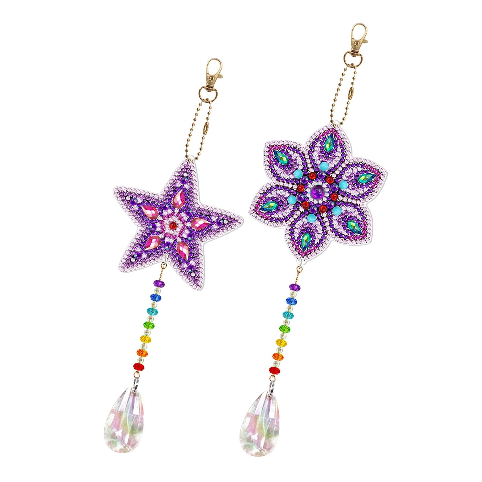 2 Pieces DIY 5D Diamond Painting Keychains Kits Ornaments Quality Material