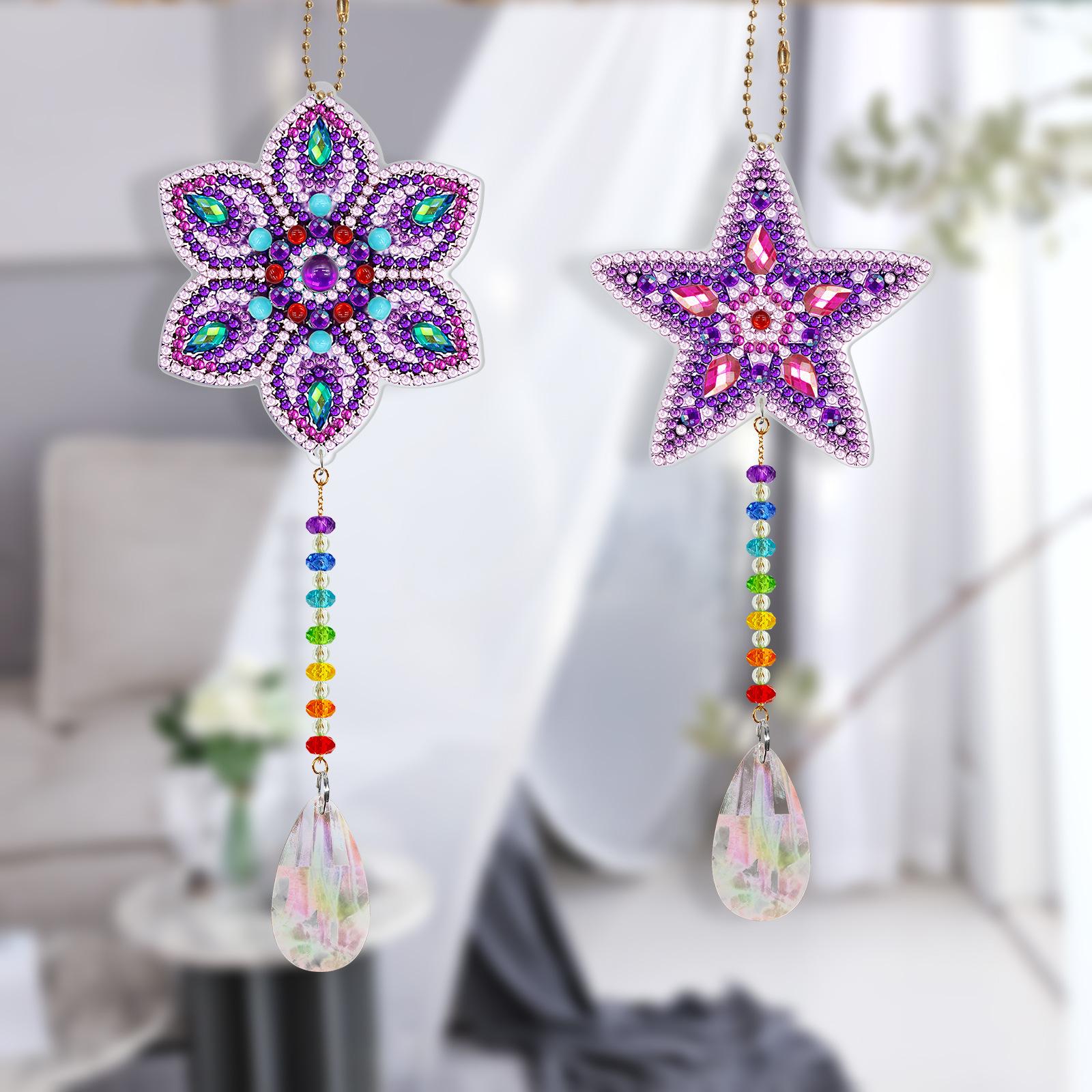2 Pieces DIY 5D Diamond Painting Keychains Kits Ornaments Quality Material