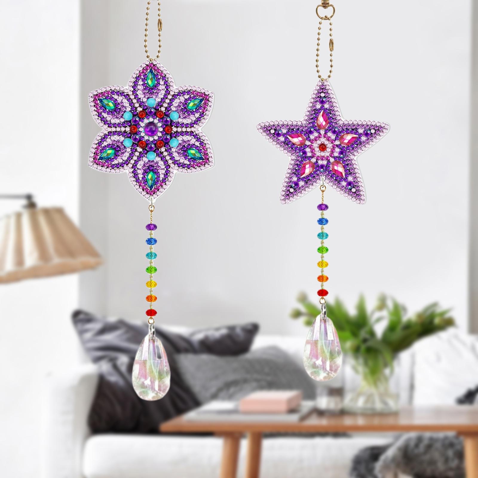 2 Pieces DIY 5D Diamond Painting Keychains Kits Ornaments Quality Material