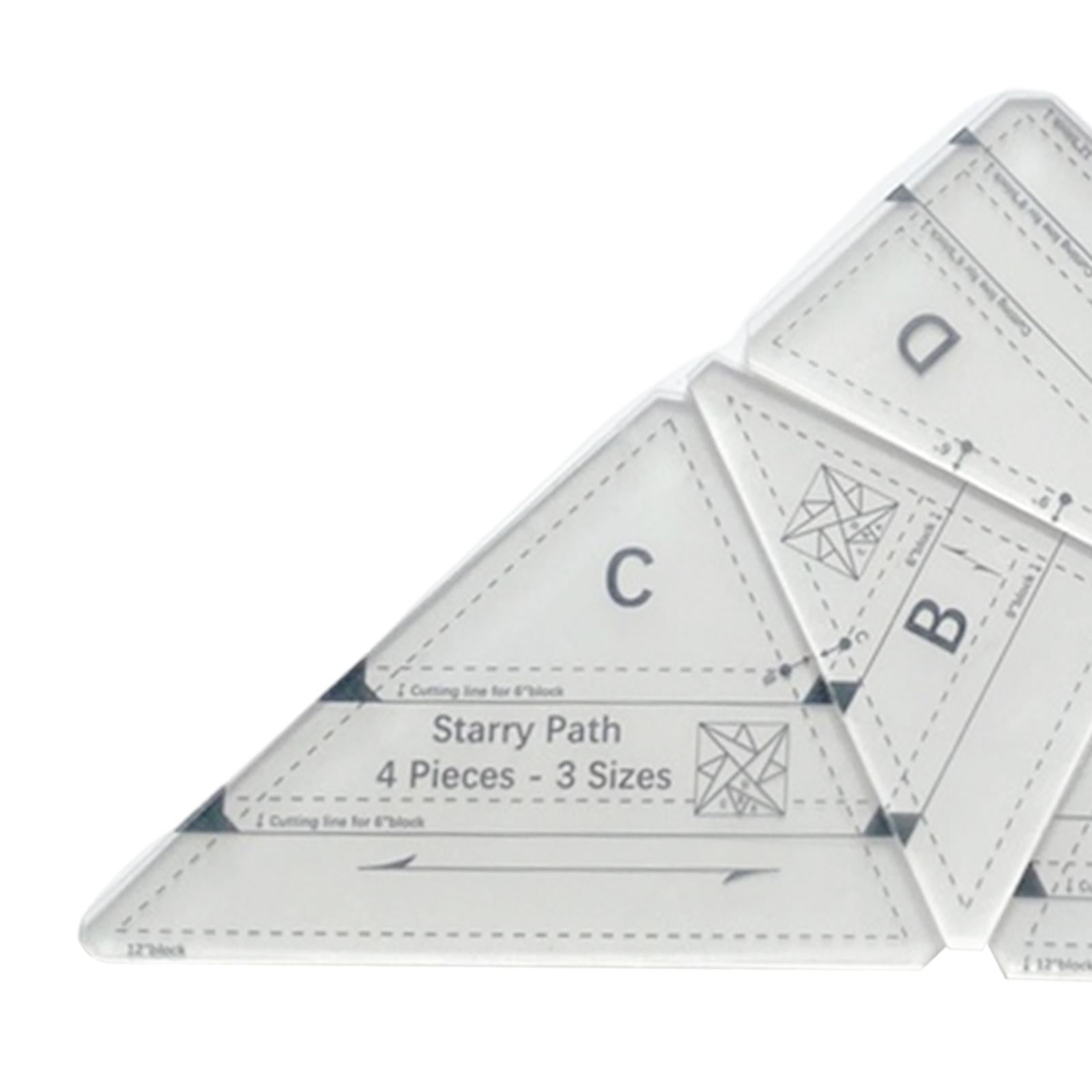 4x Triangle Quilting Ruler Sewing Stencil Transparent Handmade for Tailor