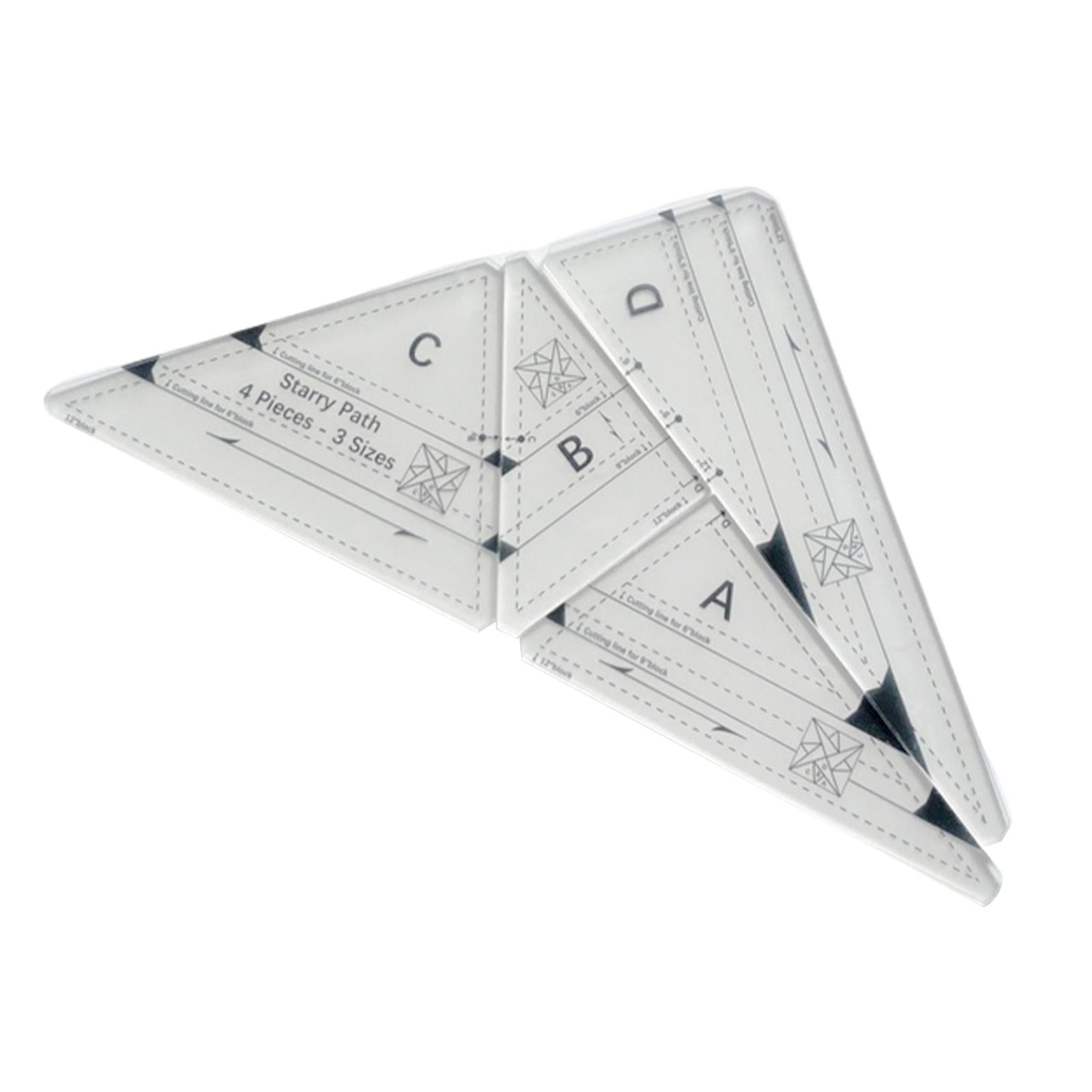 4x Triangle Quilting Ruler Sewing Stencil Transparent Handmade for Tailor