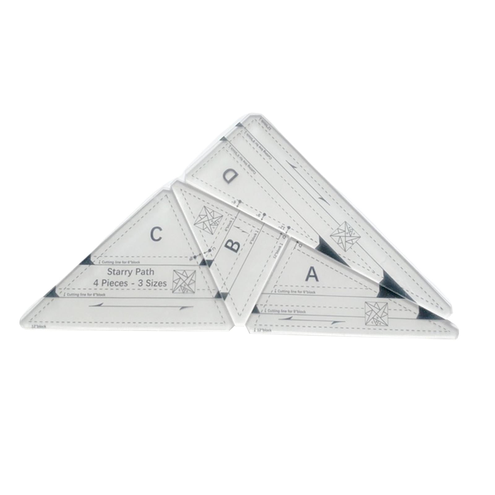 4x Triangle Quilting Ruler Sewing Stencil Transparent Handmade for Tailor