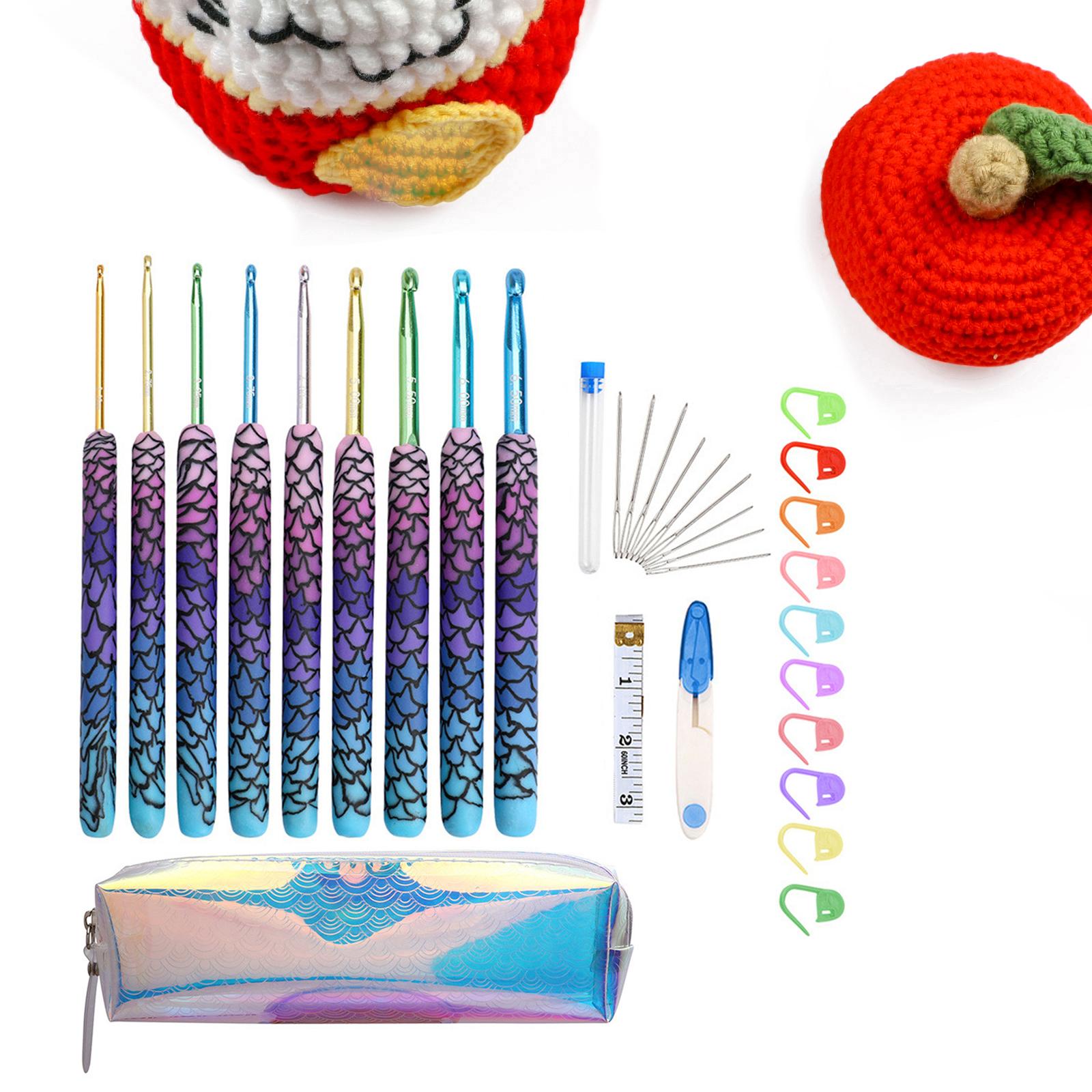 Sewing Tool Crochet Hooks Kit Yarn Knitting Needles Ergonomic Grip Tools