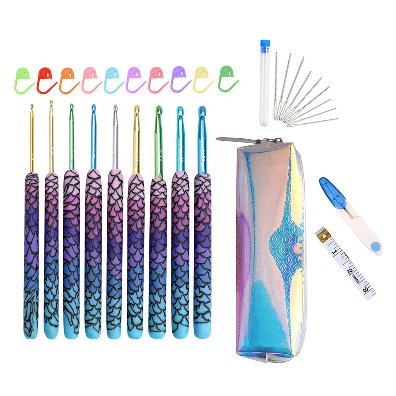 Sewing Tool Crochet Hooks Kit Yarn Knitting Needles Ergonomic Grip Tools