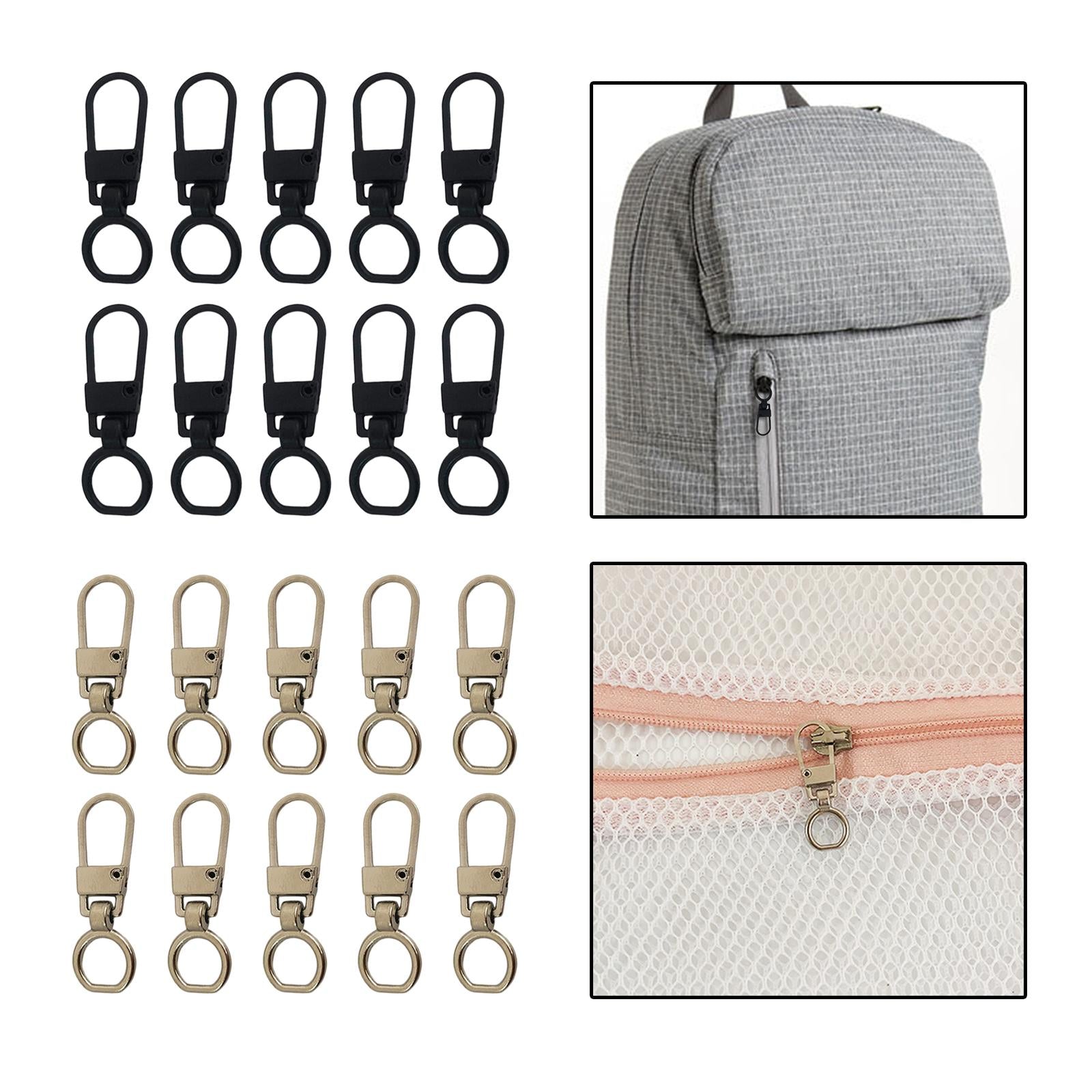 10 Pcs Zipper Pull Replacement Repair Kit Craft For Luggage Jacket Backpack Black