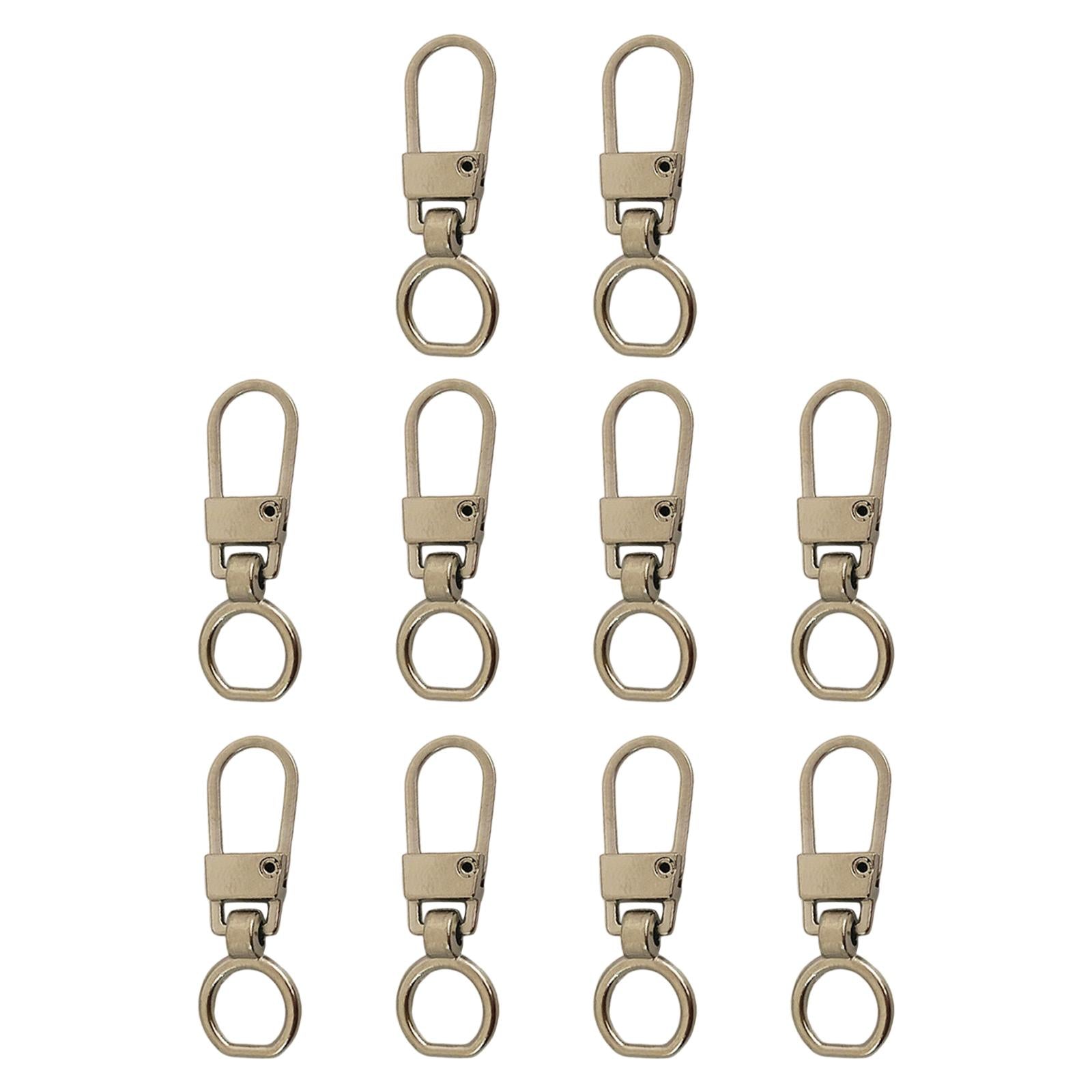 10 Pcs Zipper Pull Replacement Repair Kit Craft For Luggage Jacket Backpack Silver