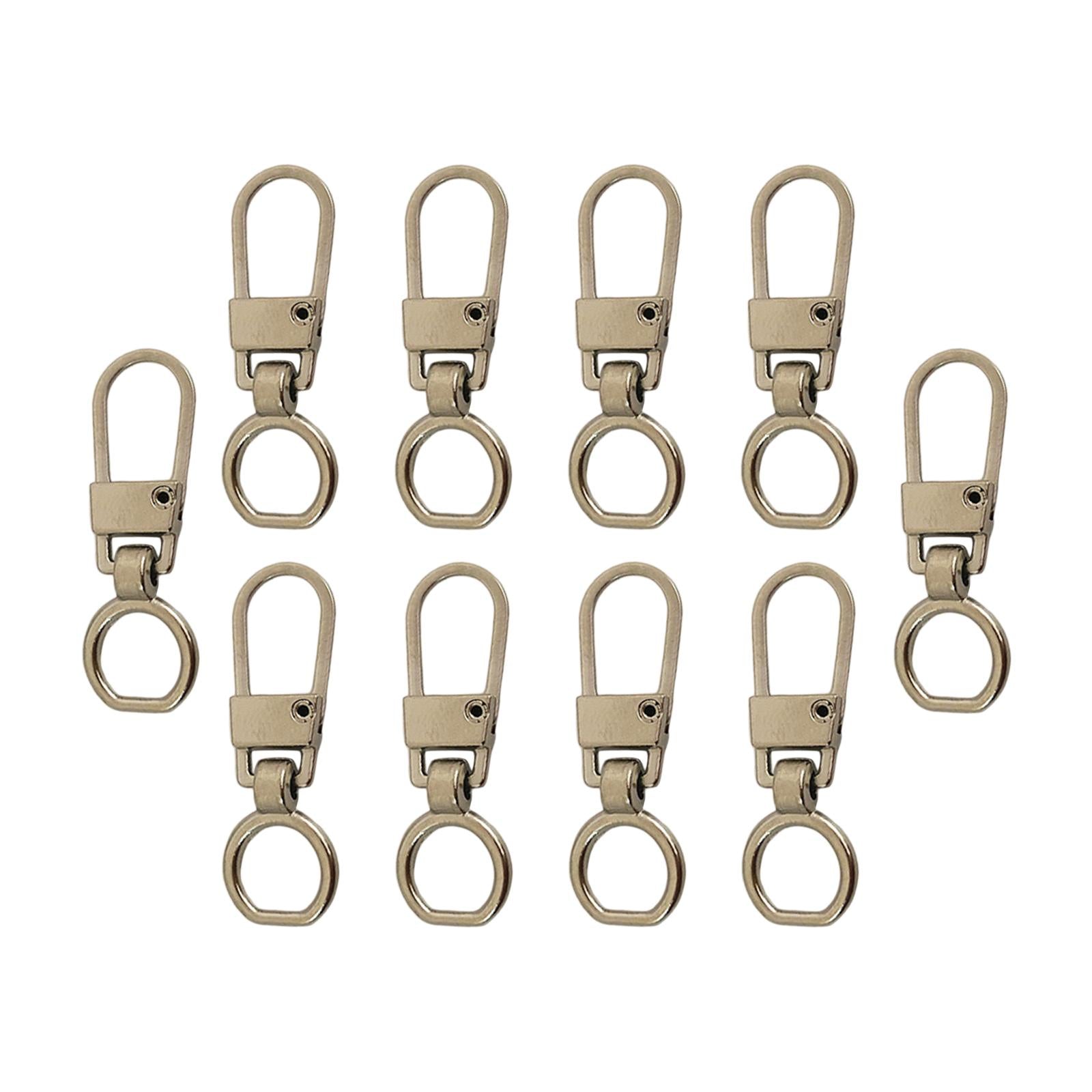 10 Pcs Zipper Pull Replacement Repair Kit Craft For Luggage Jacket Backpack Silver
