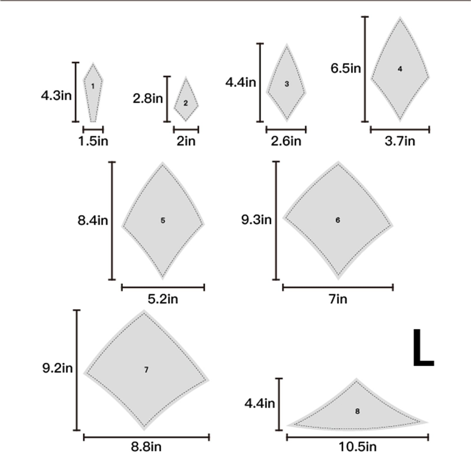 8 Pieces Diamond Quilting Acrylic Templates Cloth Cutting Rulers DIY Tool L
