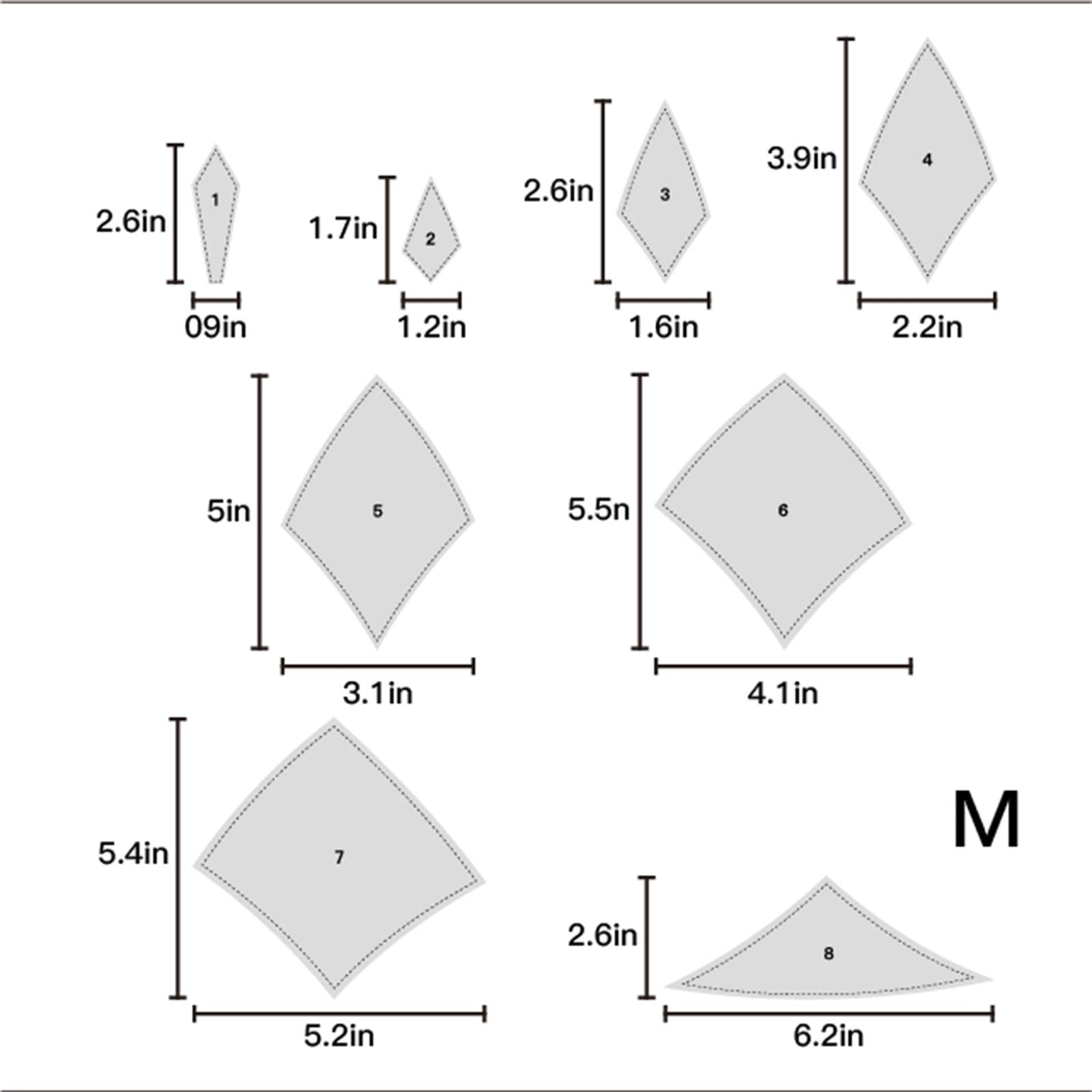 8 Pieces Diamond Quilting Acrylic Templates Cloth Cutting Rulers DIY Tool M