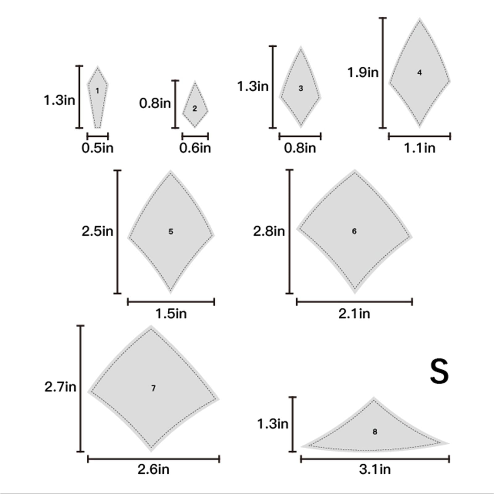 8 Pieces Diamond Quilting Acrylic Templates Cloth Cutting Rulers DIY Tool S