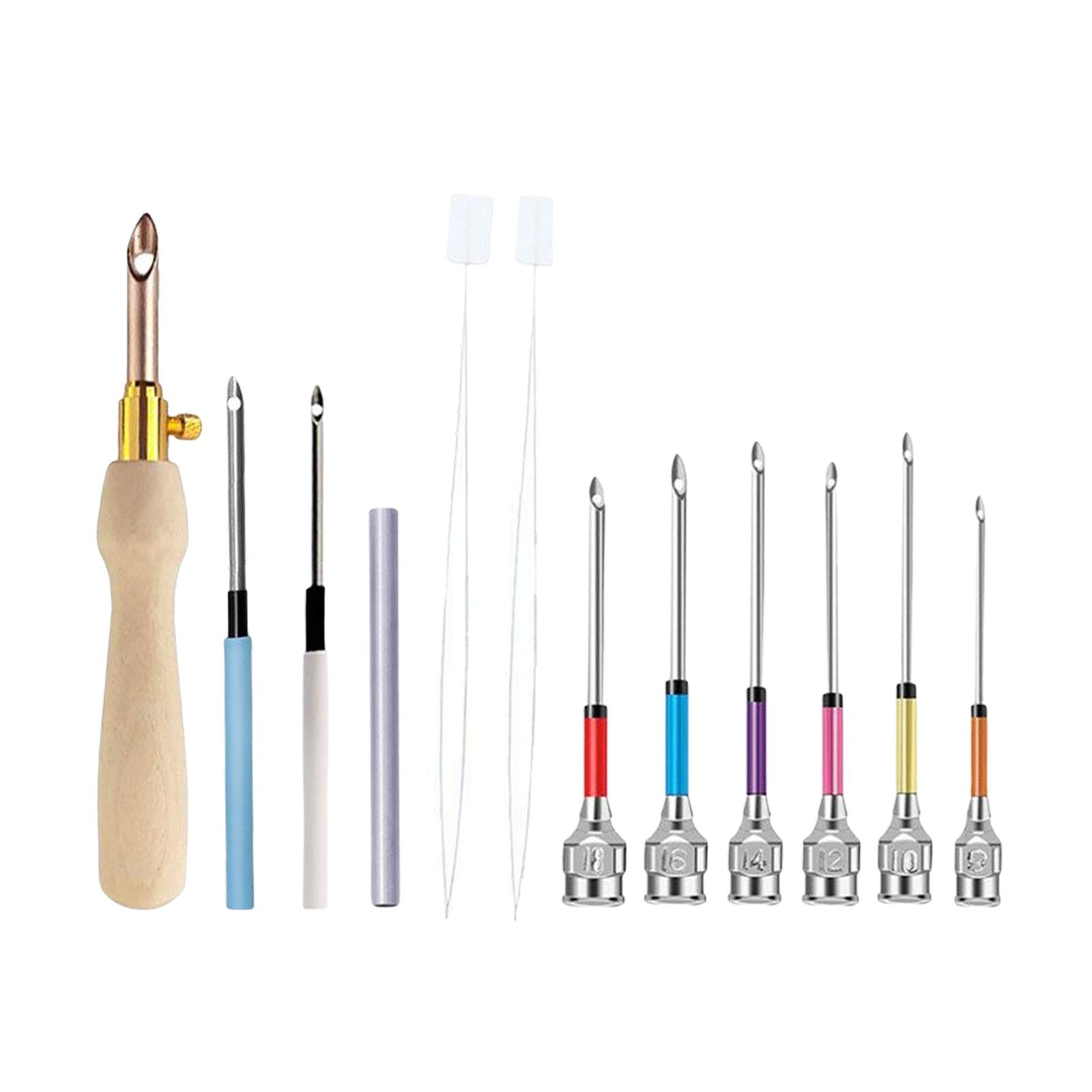 12 Pieces DIY Punch Needle Embroidery Kit for Making Rug Adults Knitting E