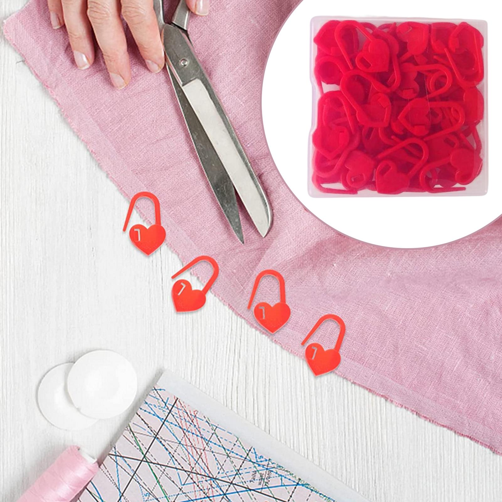 50PCS/Set Knitting Crochet Locking Stitch Needle Clip Markers Tool red