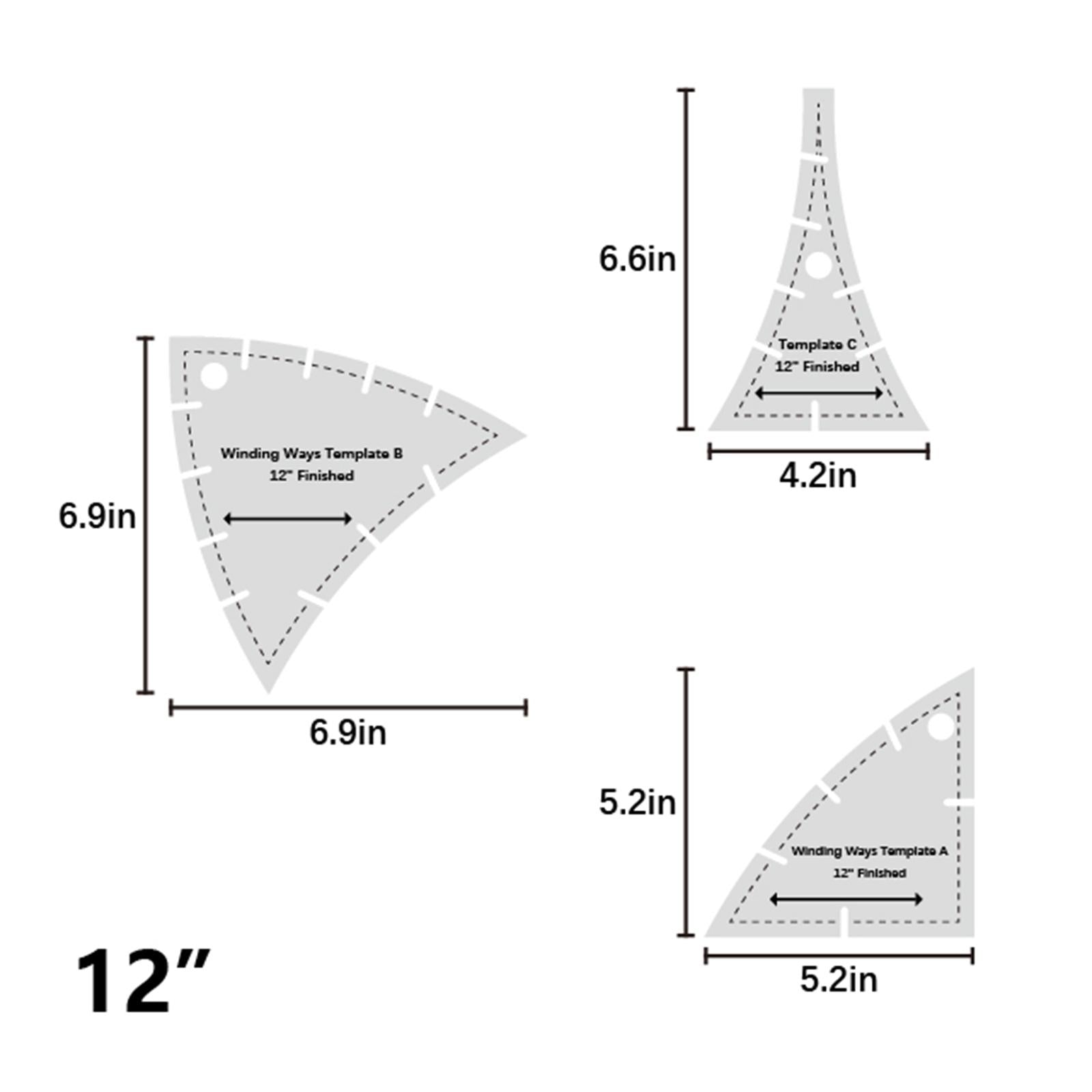 3x Quick Curve Quilt Template Patchwork Quilting Tool Cutting  6.9x6.9inch