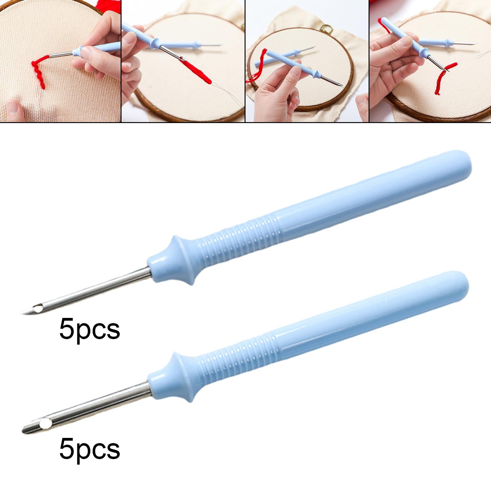 5x Punch Needle Embroidery Pen Set Weaving Cross Stitch Sewing 0.3cm Head
