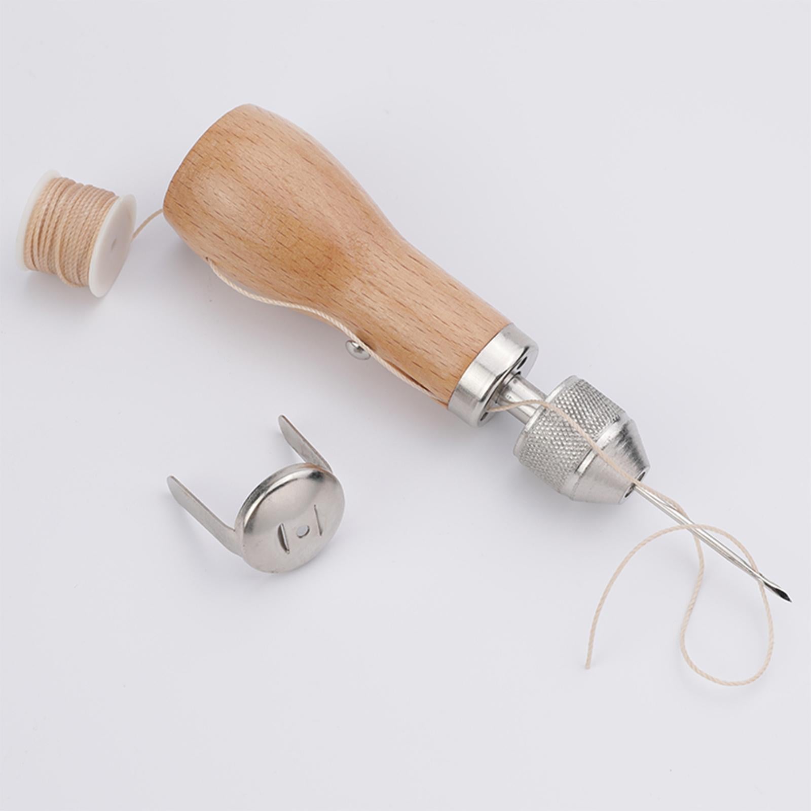 Sewing Awl Repair Tools Kit Stitcher DIY Leather Canvas Antique Wood Grain