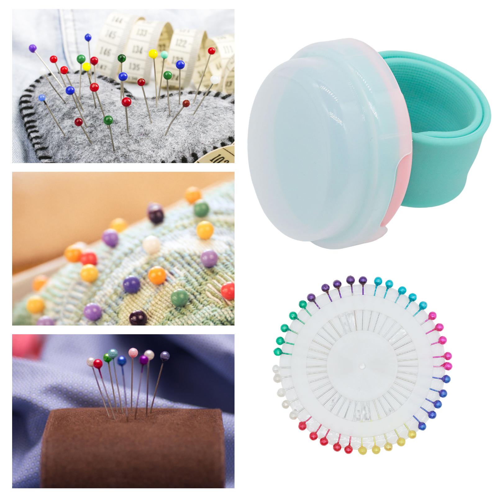 Magnetic Wrist Pin Holder and 40Pcs Sewing Pins Wrist Strap Cushion Green