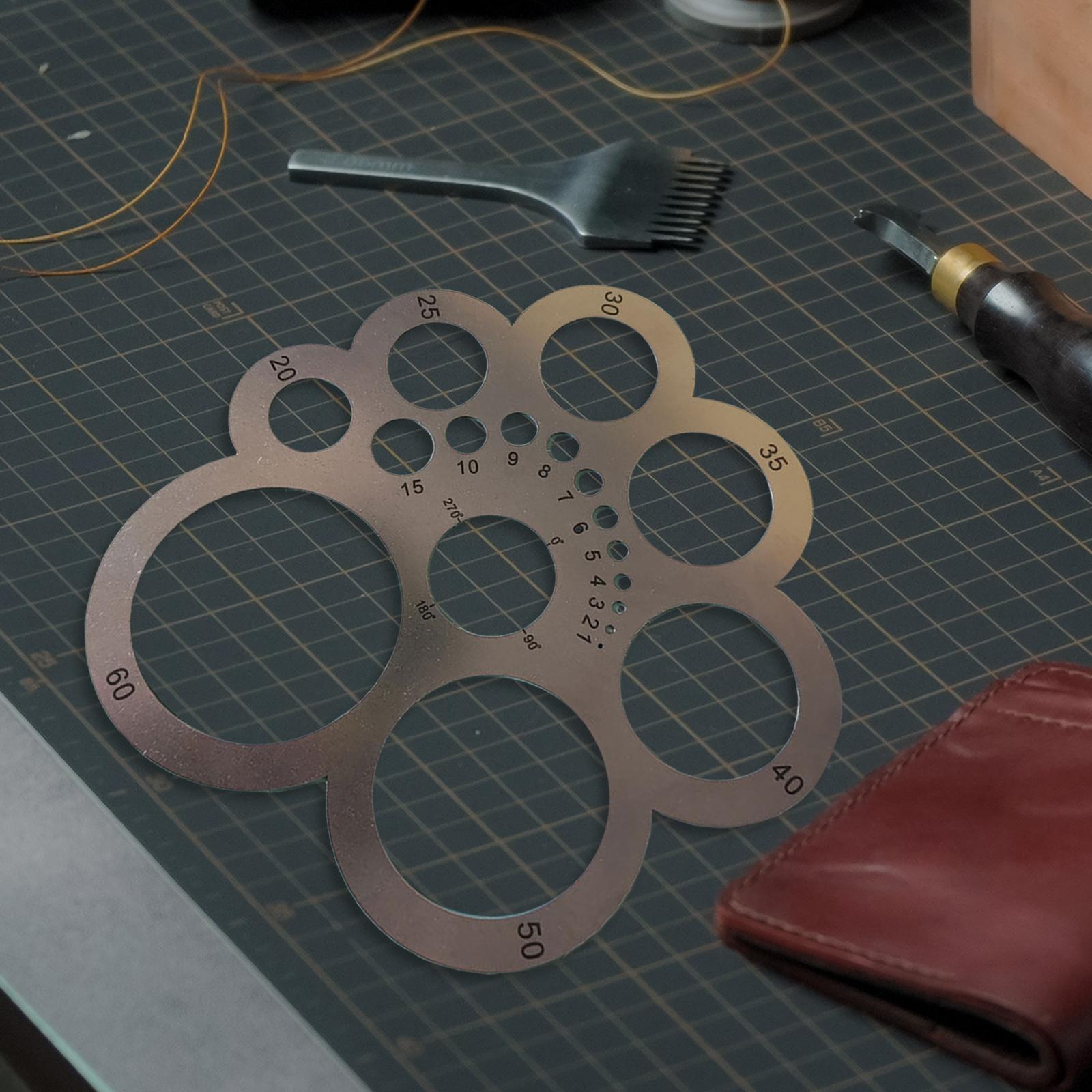 Steel Leather Corner Cutting Ruler Circles Guide DIY for Worker Craft Tool