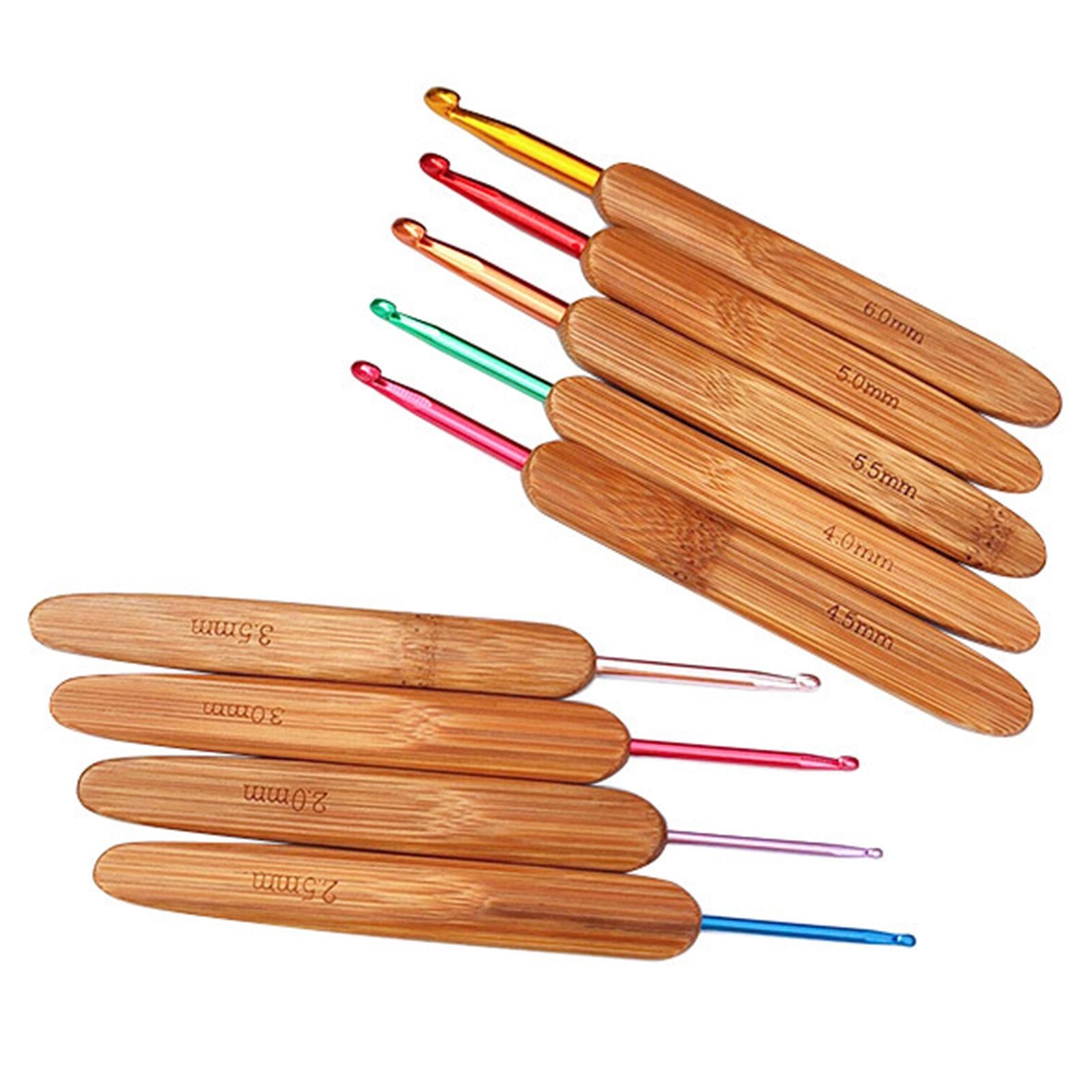 Bamboo Crochet Hooks Set Yarn Knitting Needles Tool Beginners Adults