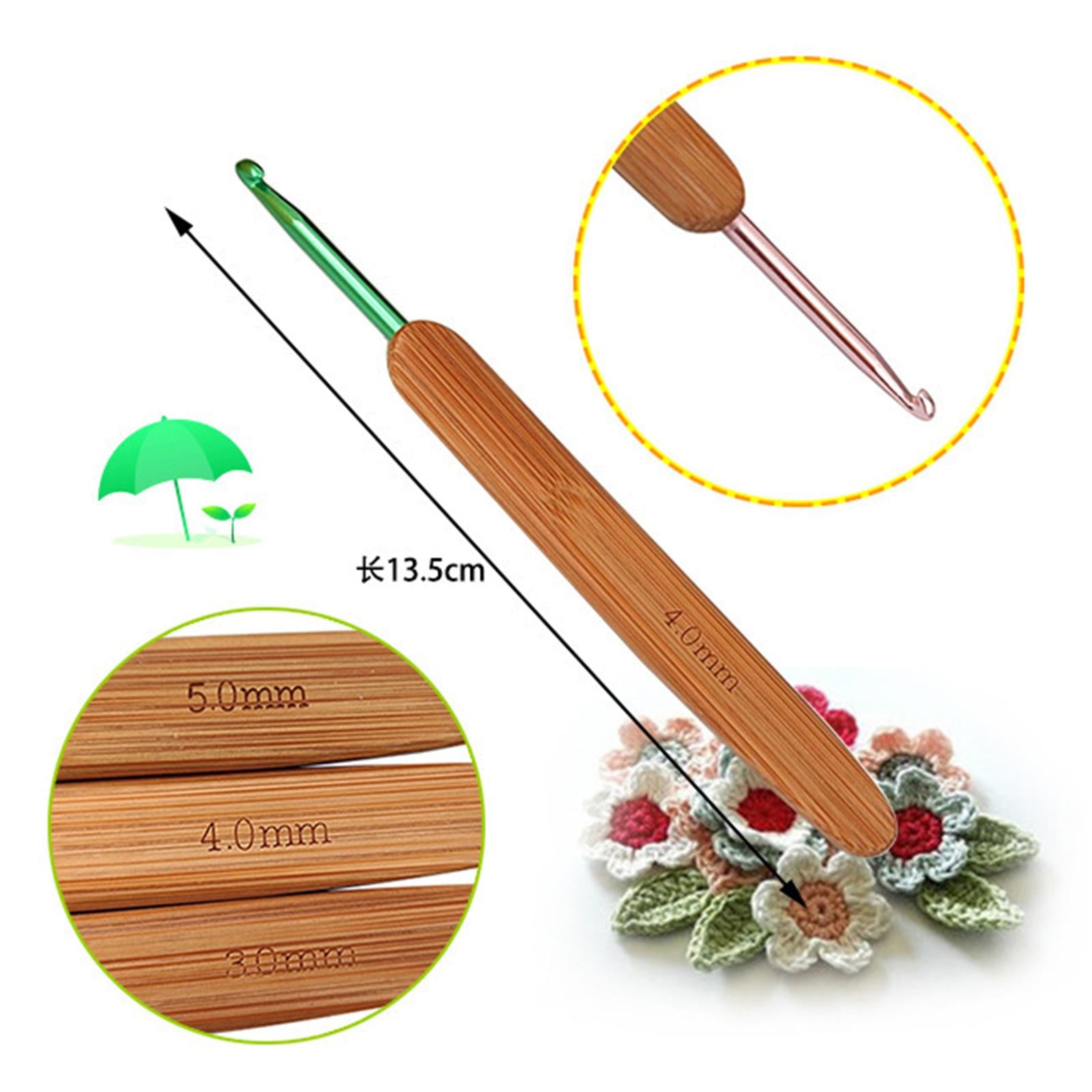 Bamboo Crochet Hooks Set Yarn Knitting Needles Tool Beginners Adults