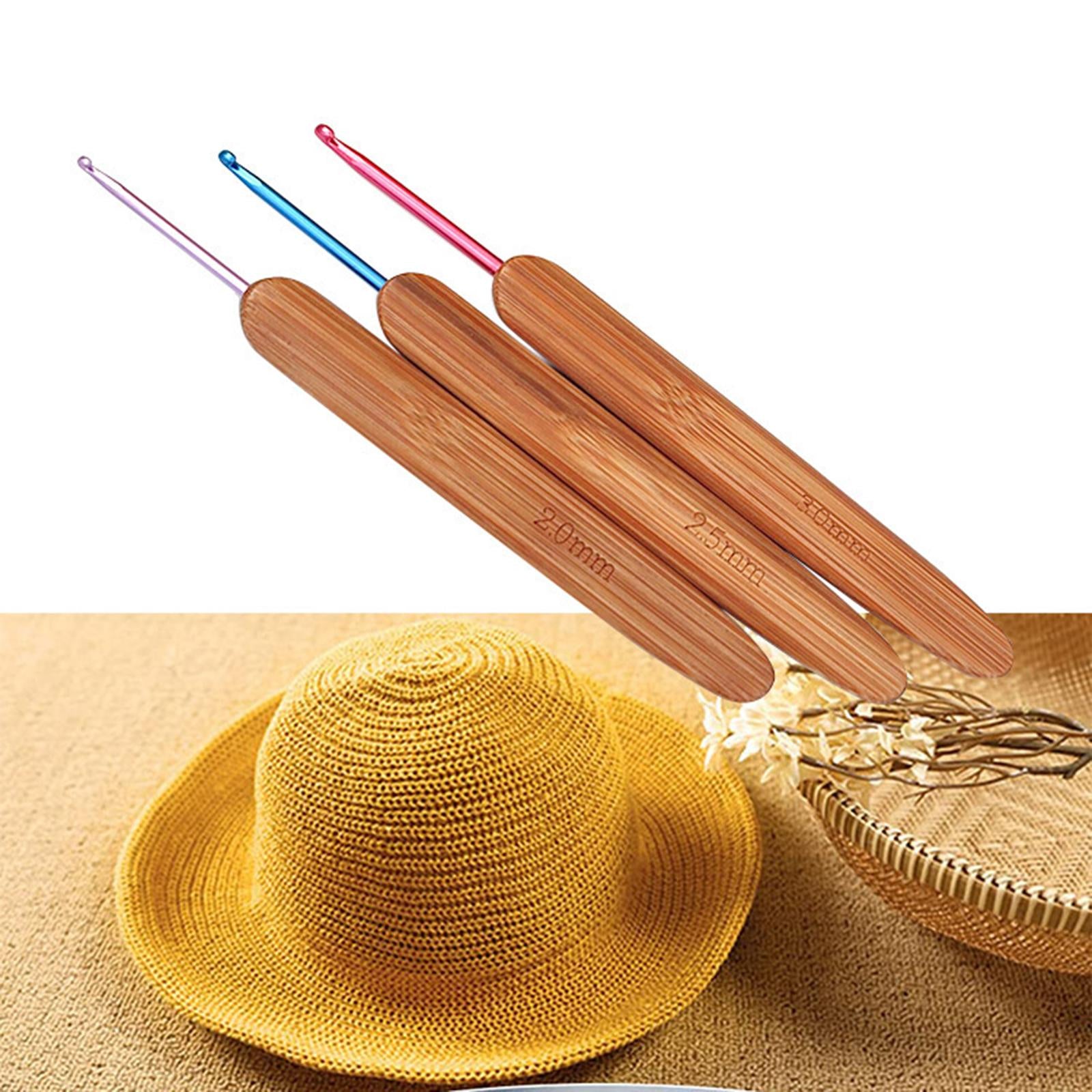 Bamboo Crochet Hooks Set Yarn Knitting Needles Tool Beginners Adults