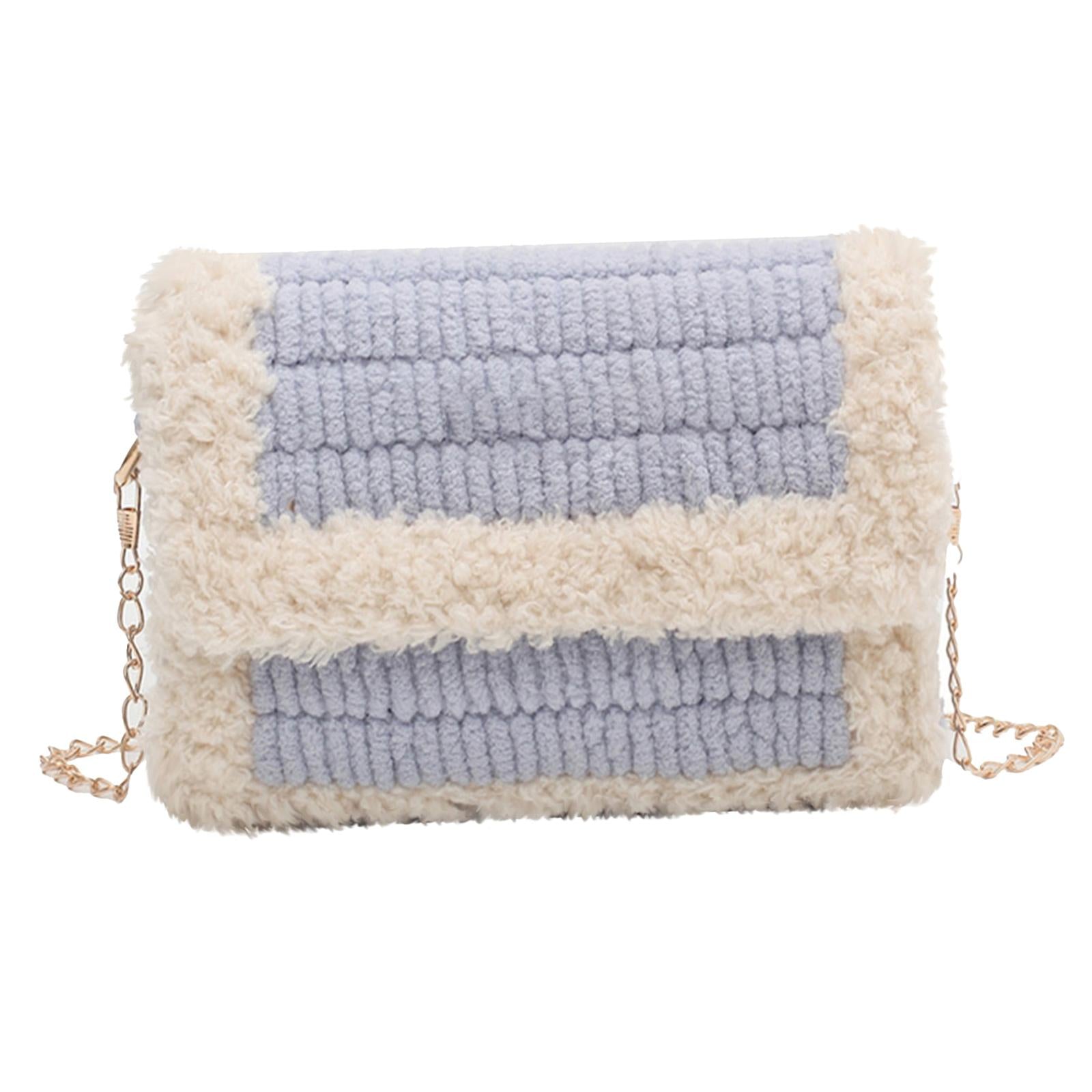 Bag Making Kit with Chain Plastic Mesh Template Handmade Gift for Girl Blue