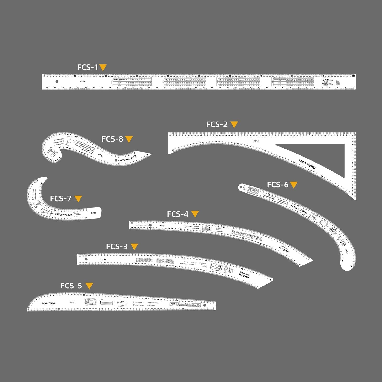 7 Pieces Sewing Ruler Craft Clothing Accessories Needlework for Tailor
